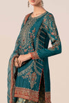 3 Piece Embroidered Raw Silk Suit
