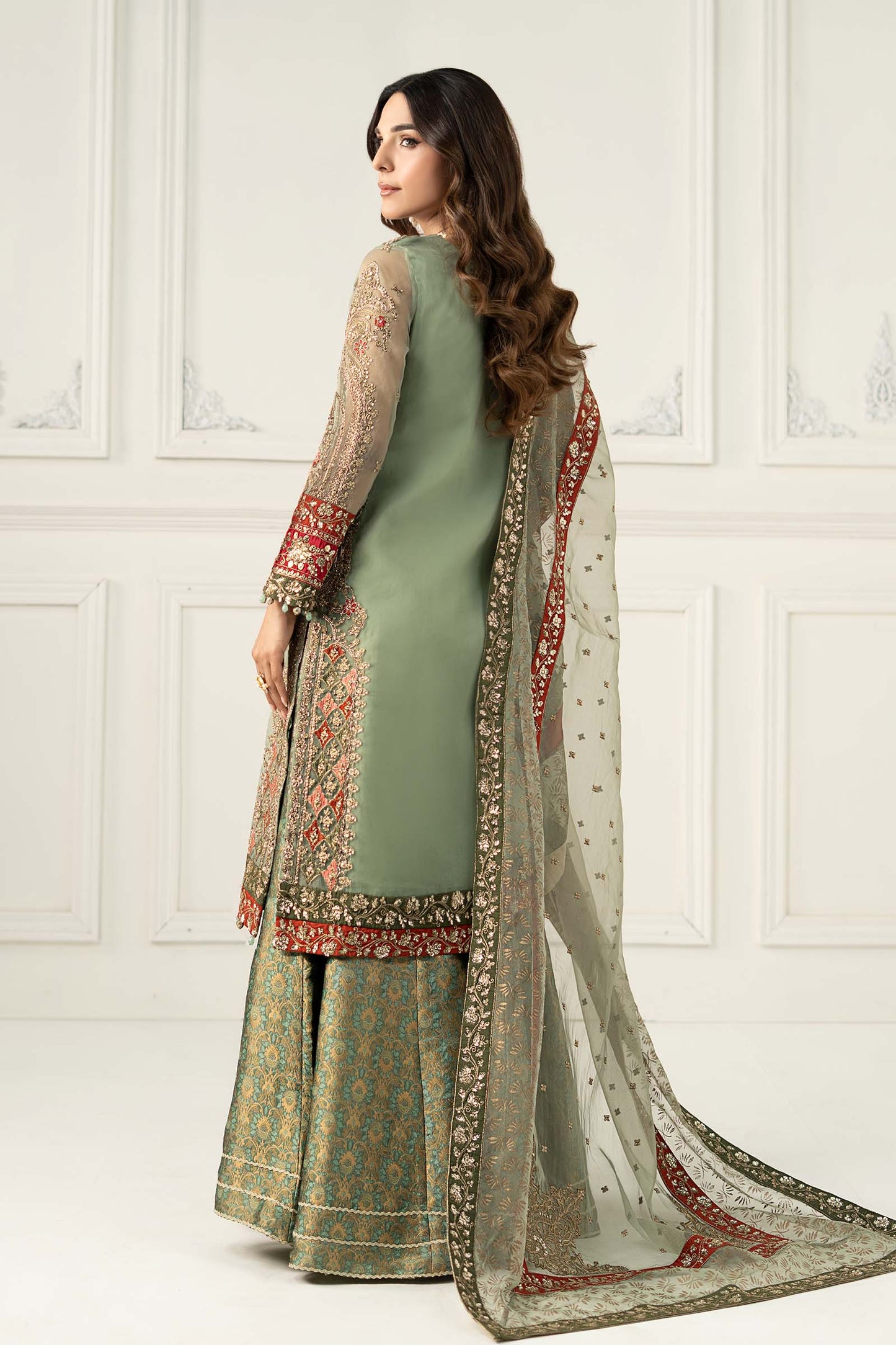 3 Piece Embroidered Organza Suit