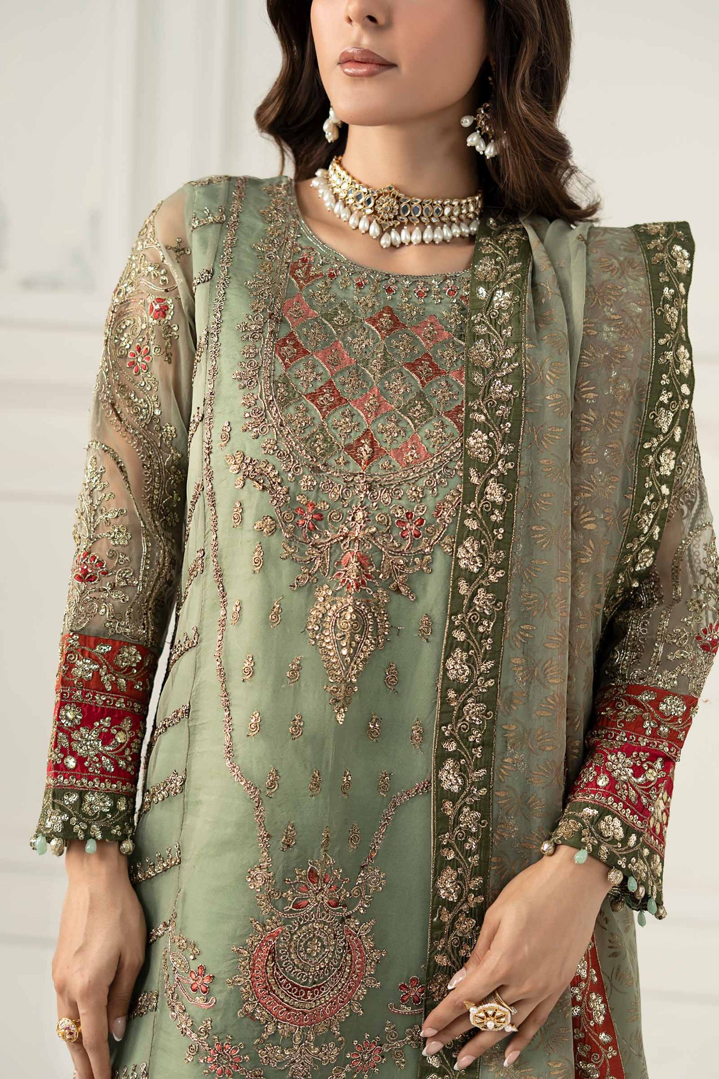 3 Piece Embroidered Organza Suit
