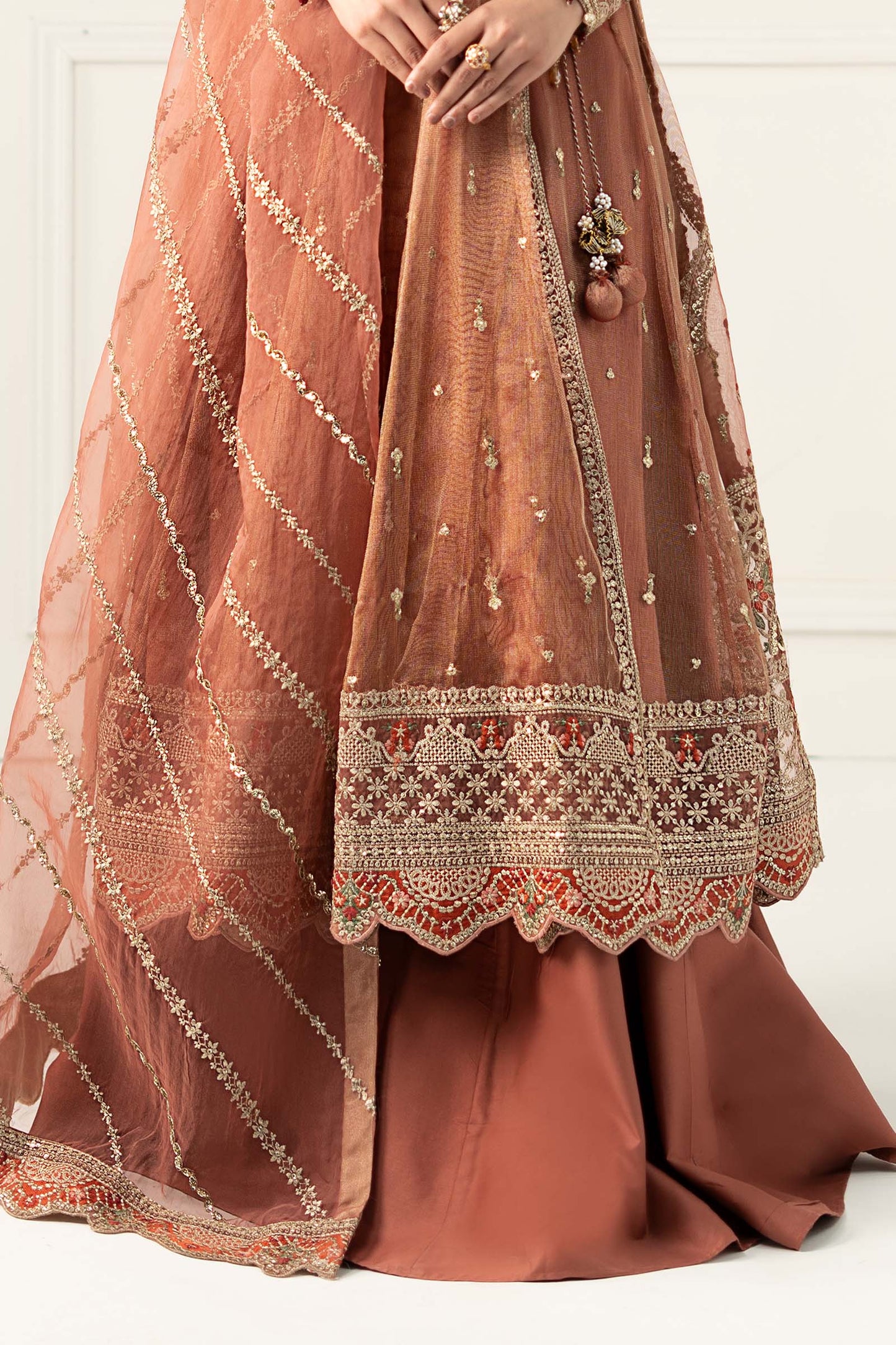 3 Piece Embroidered Zari Net Suit