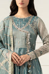 3 Piece Embroidered Zari Net Suit