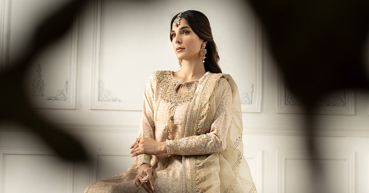 3 Piece Embroidered Raw Silk Suit