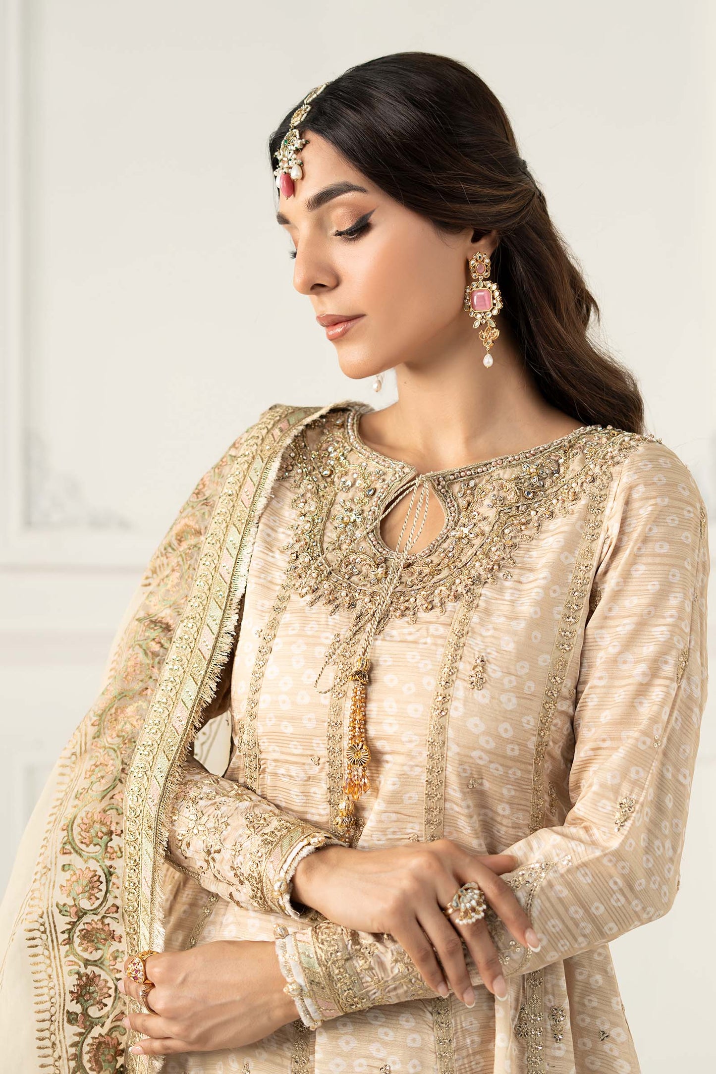 3 Piece Embroidered Raw Silk Suit