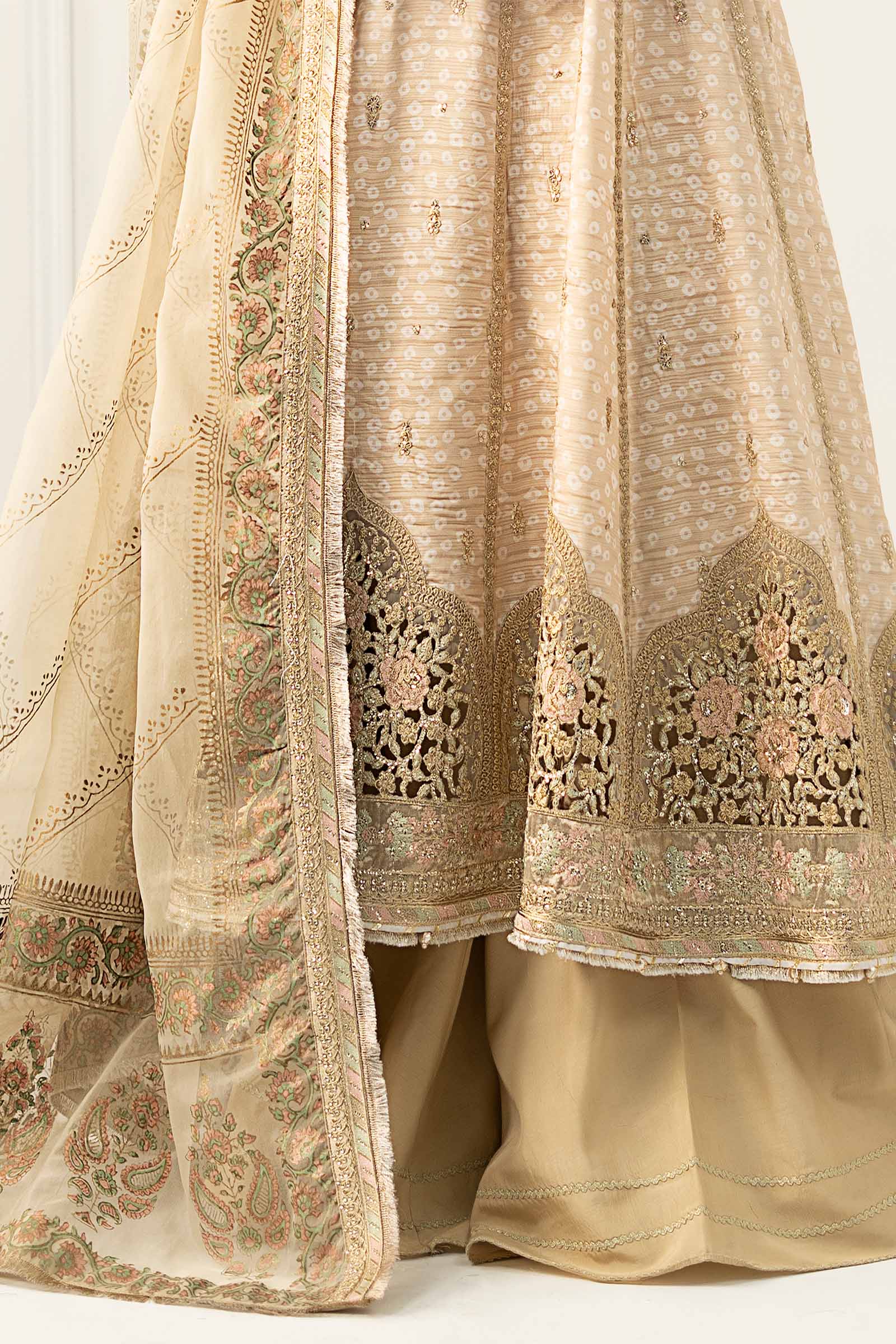 3 Piece Embroidered Raw Silk Suit