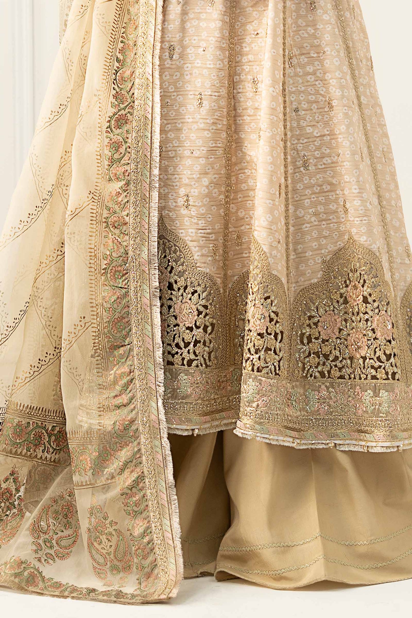 3 Piece Embroidered Raw Silk Suit
