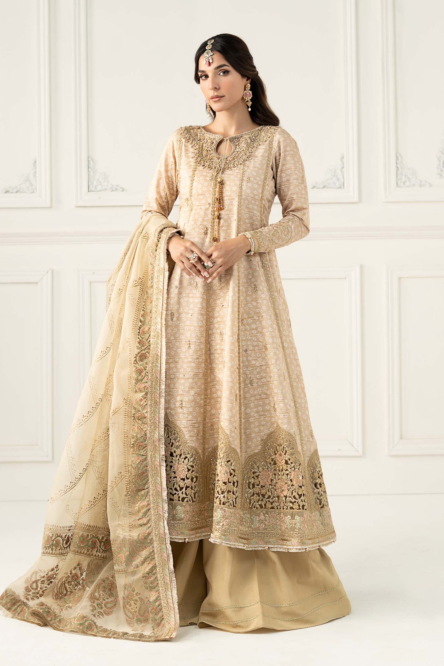 3 Piece Embroidered Raw Silk Suit