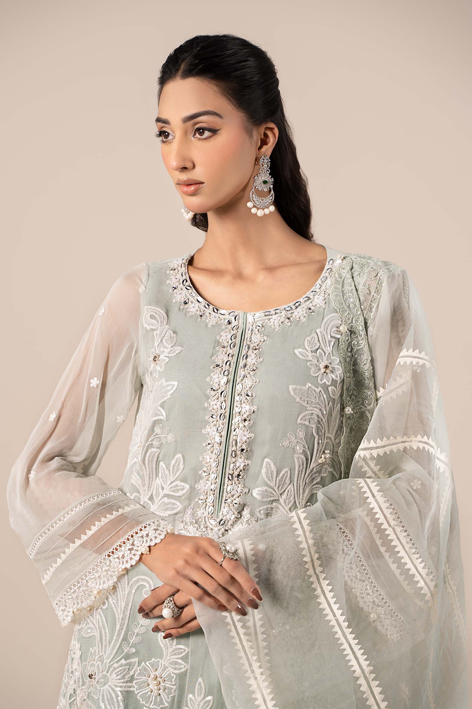 3 Piece Embroidered Chiffon Suit