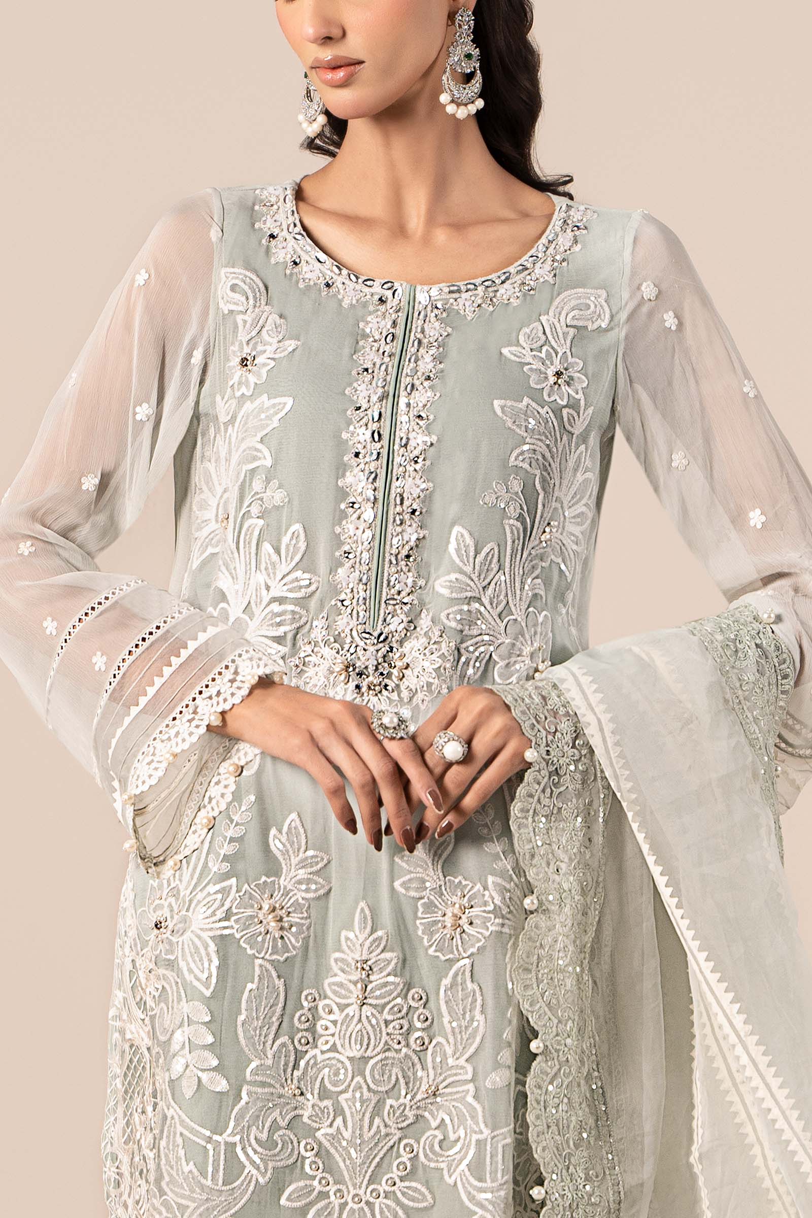 3 Piece Embroidered Chiffon Suit