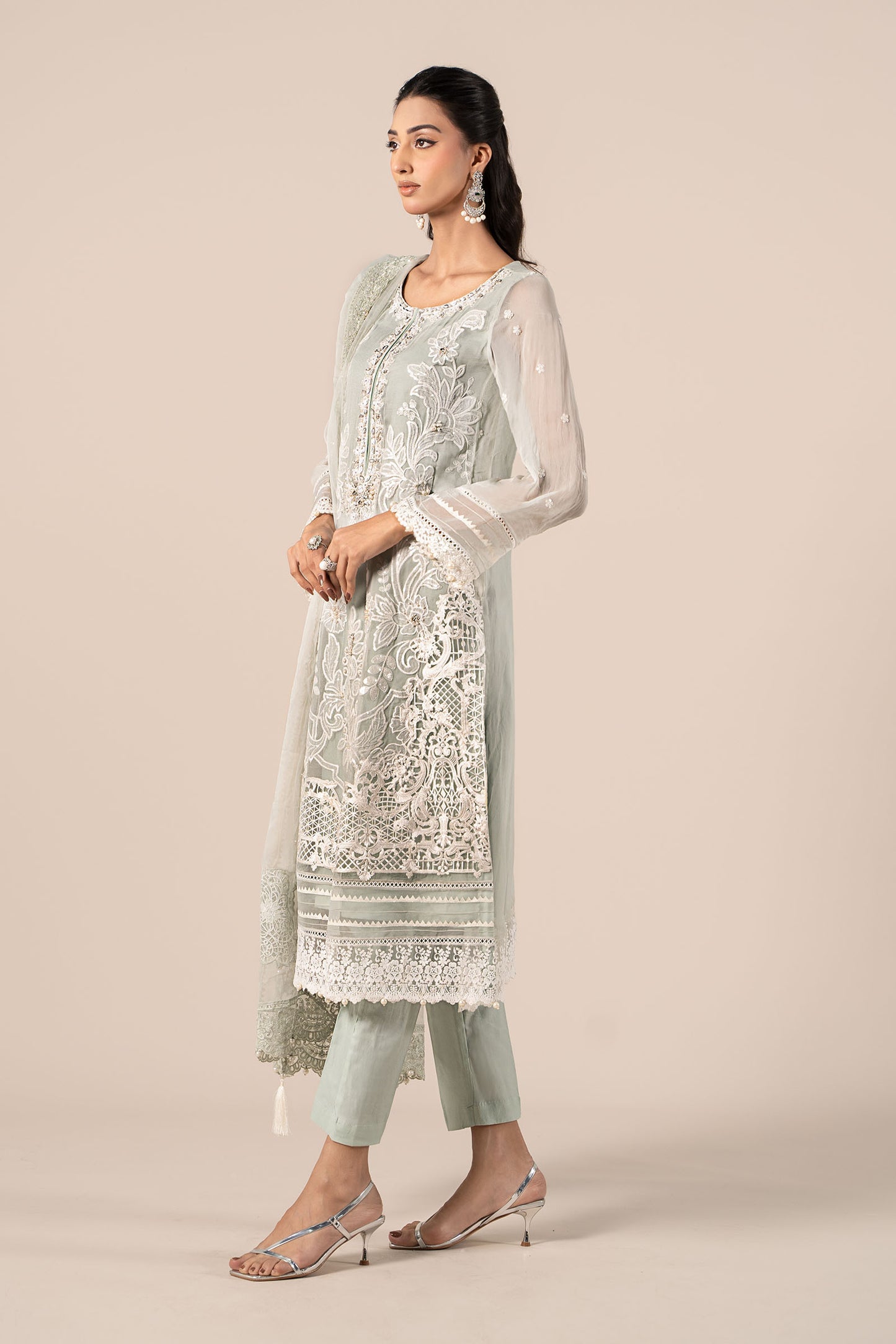 3 Piece Embroidered Chiffon Suit