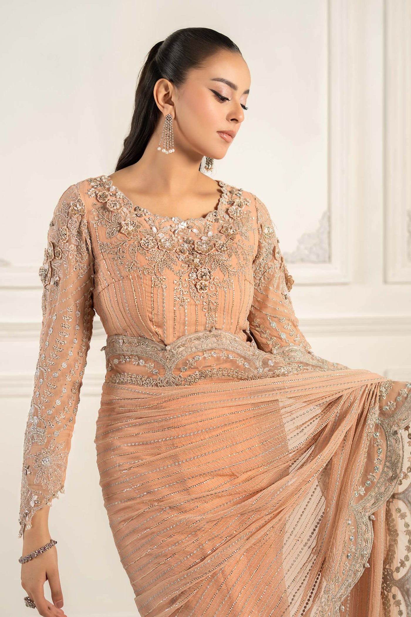Embroidered Chiffon Saree