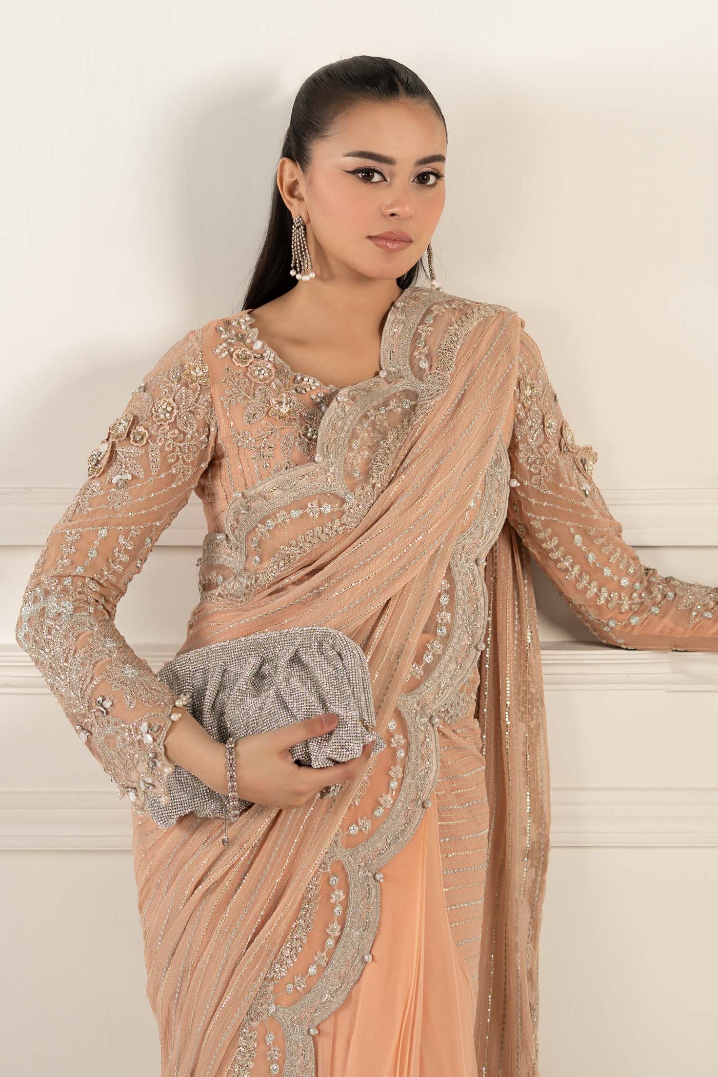 Embroidered Chiffon Saree