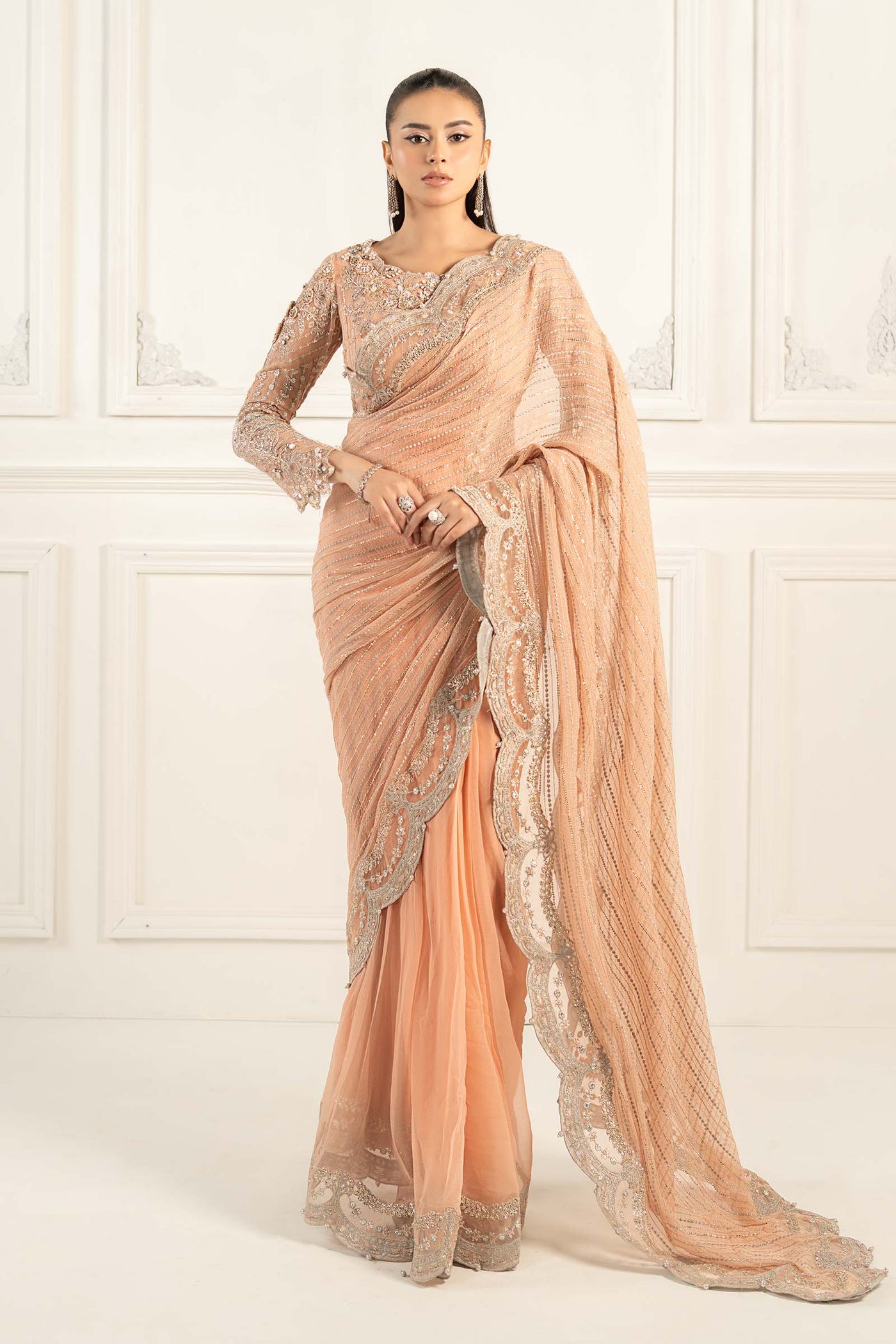 Embroidered Chiffon Saree