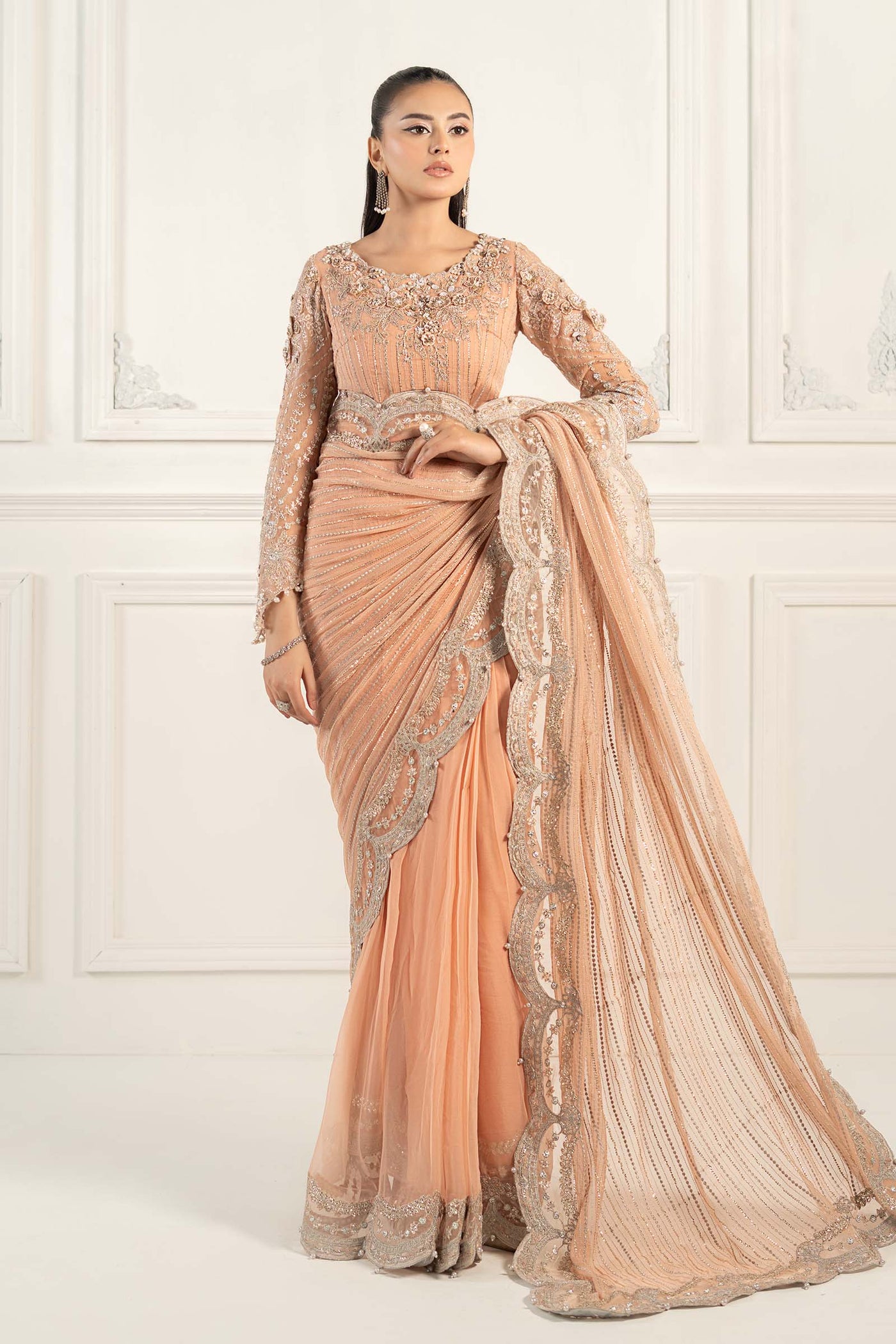 Embroidered Chiffon Saree