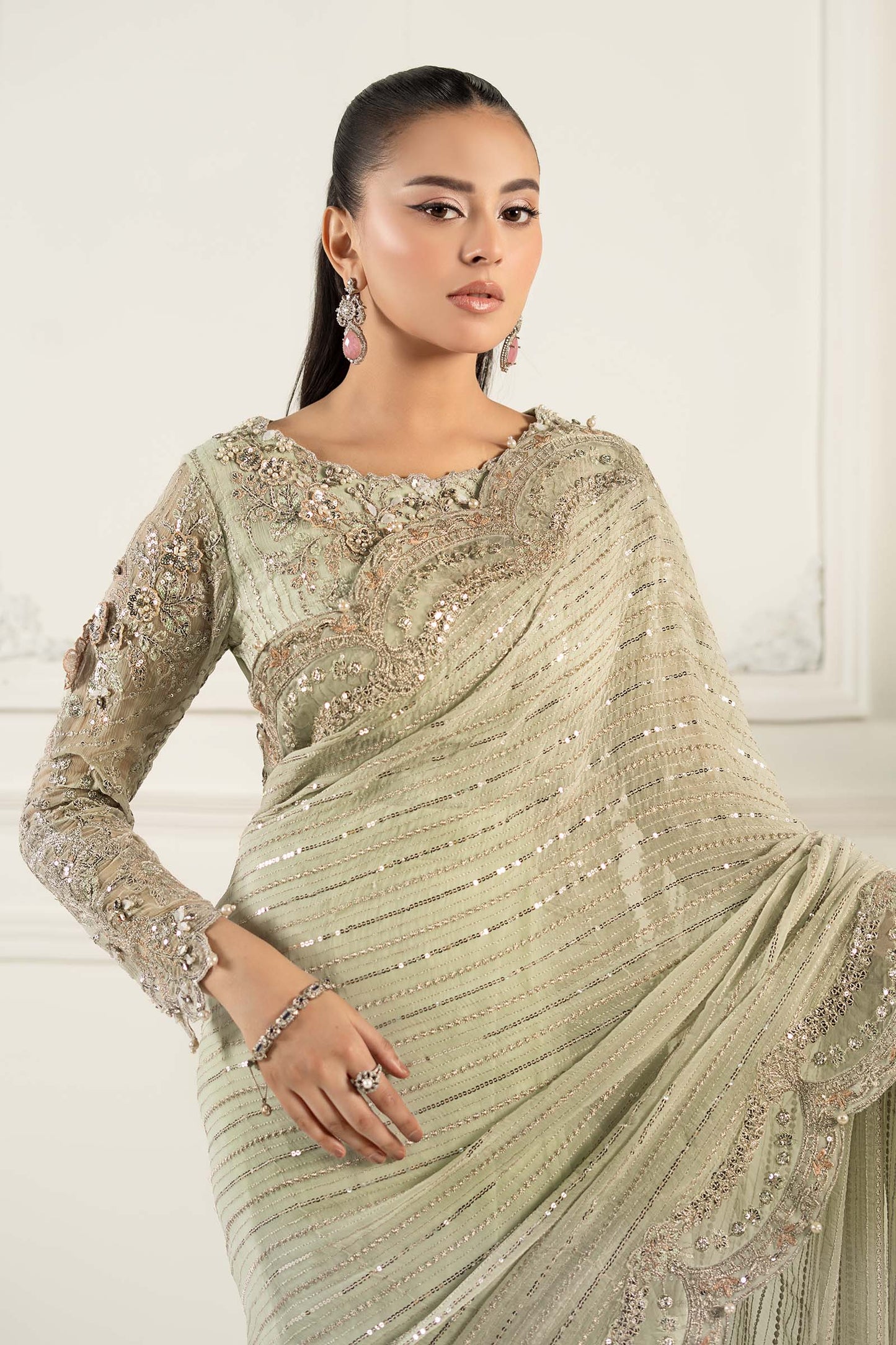 Embroidered Chiffon Saree