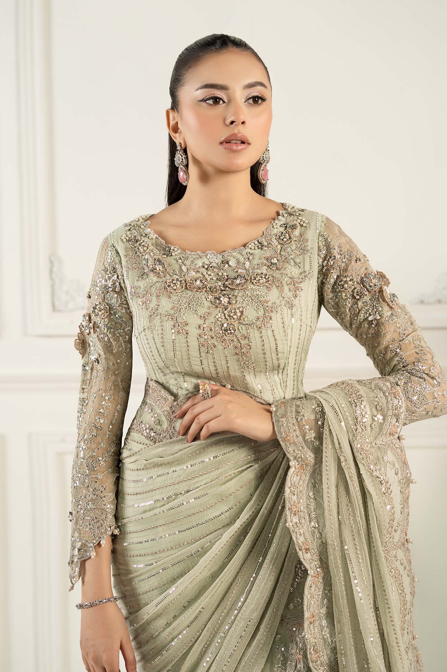 Embroidered Chiffon Saree