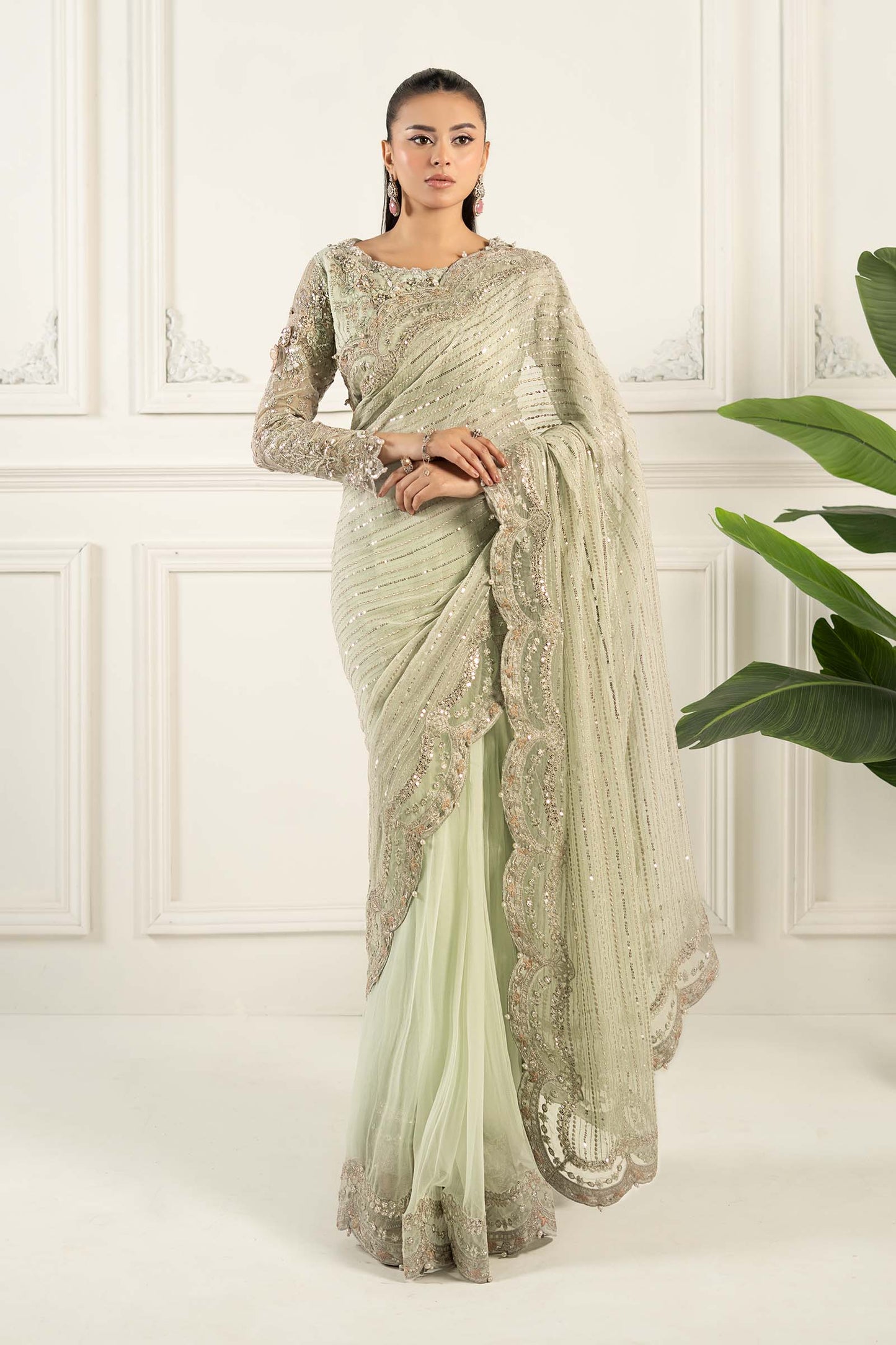 Embroidered Chiffon Saree