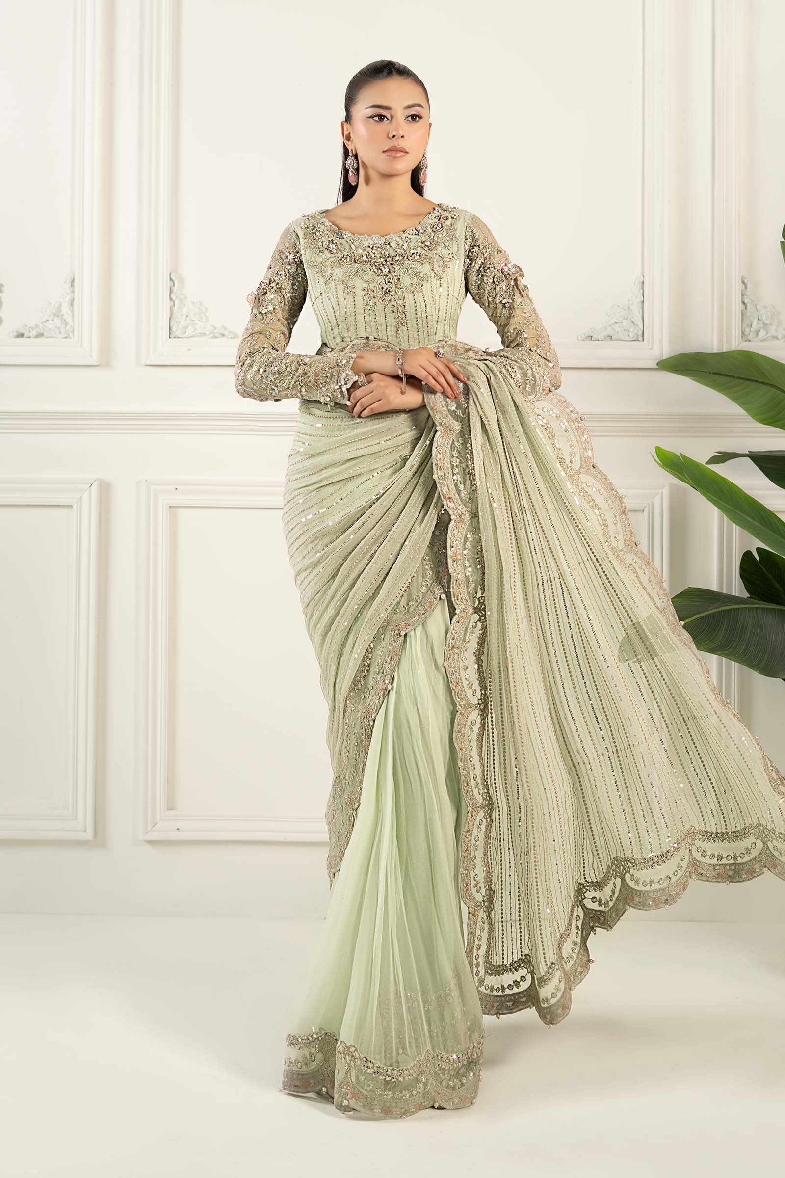 Embroidered Chiffon Saree