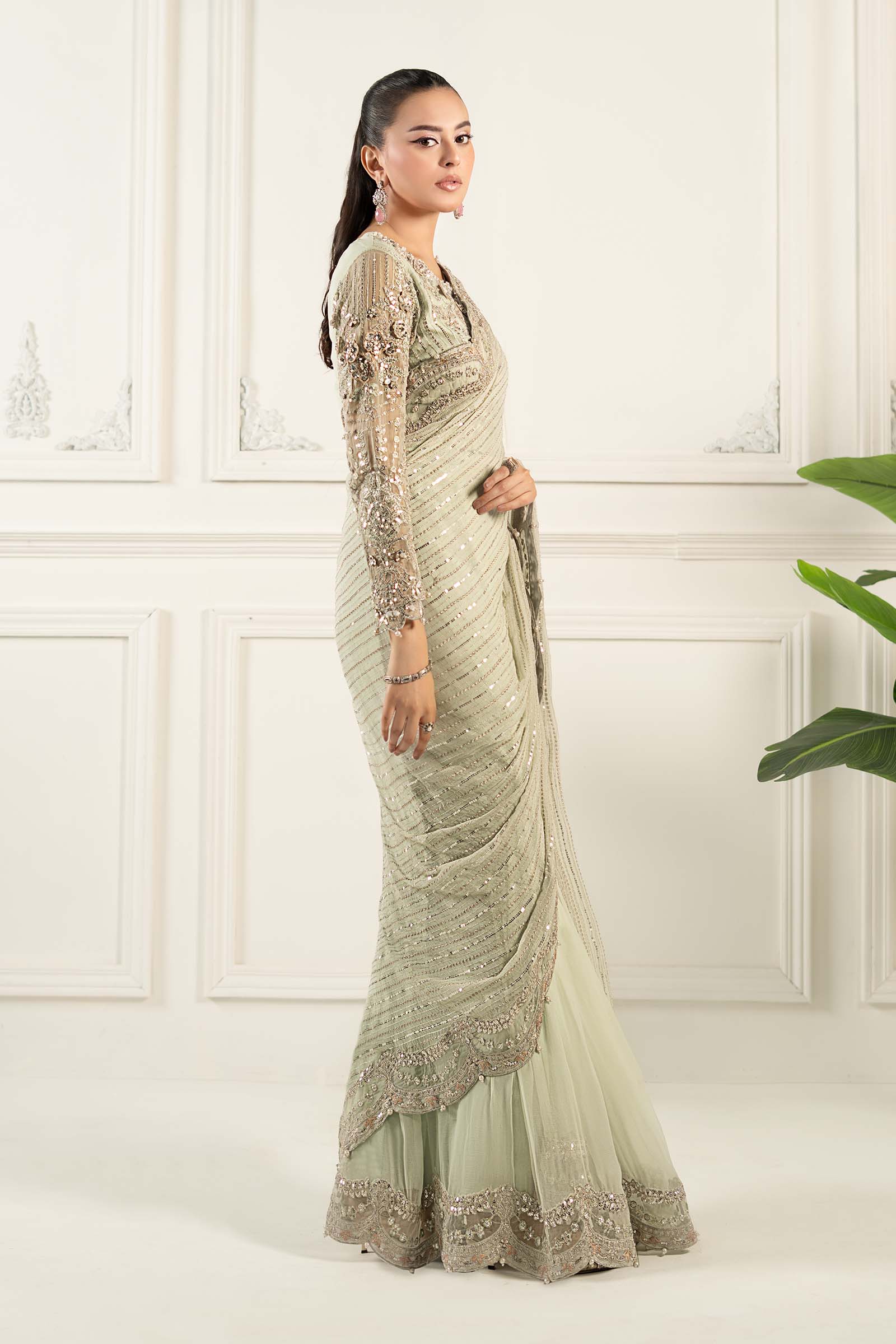Embroidered Chiffon Saree