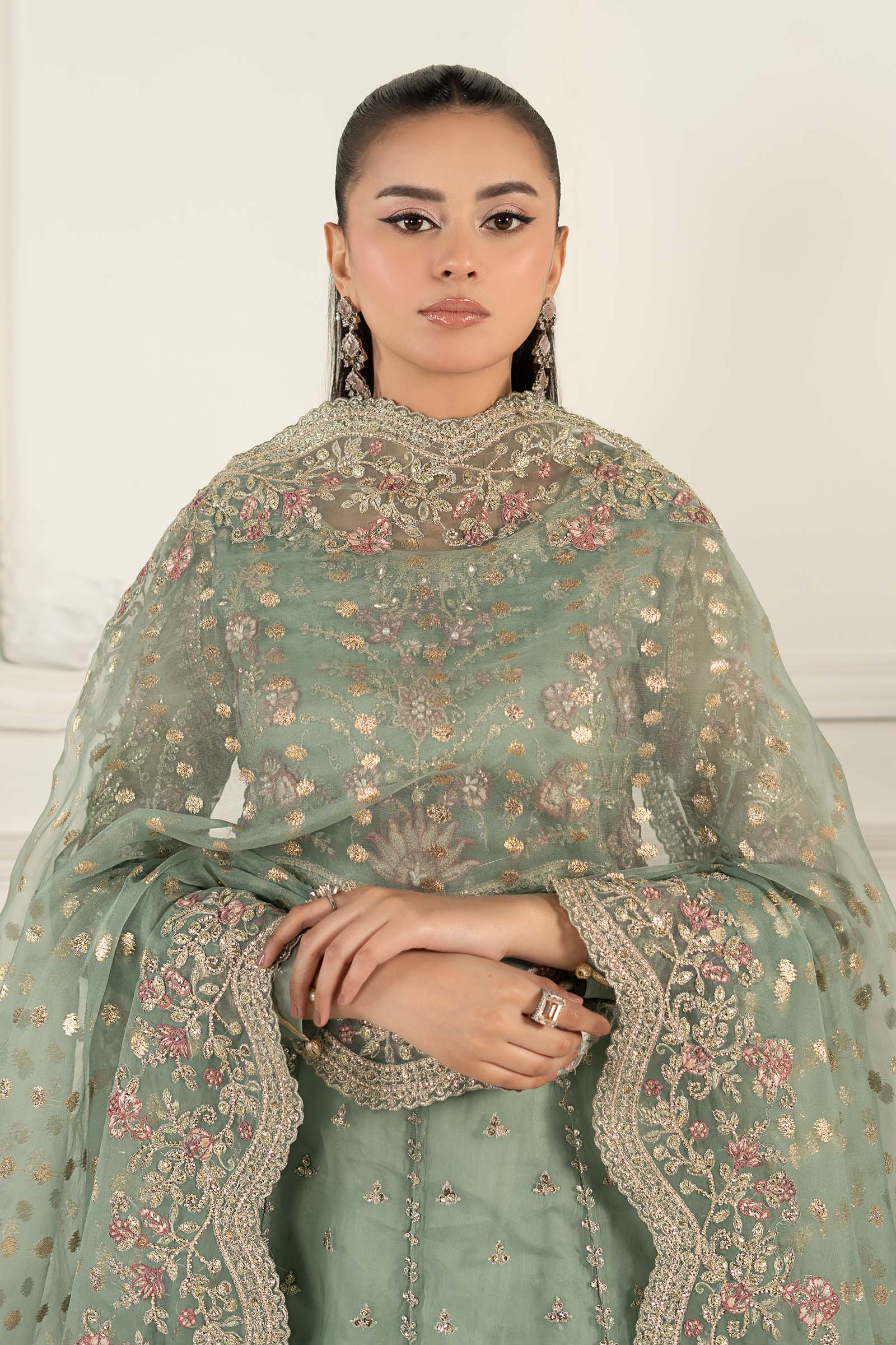 HEM Pret Embroidered Organza 3 Piece Suit Mahira