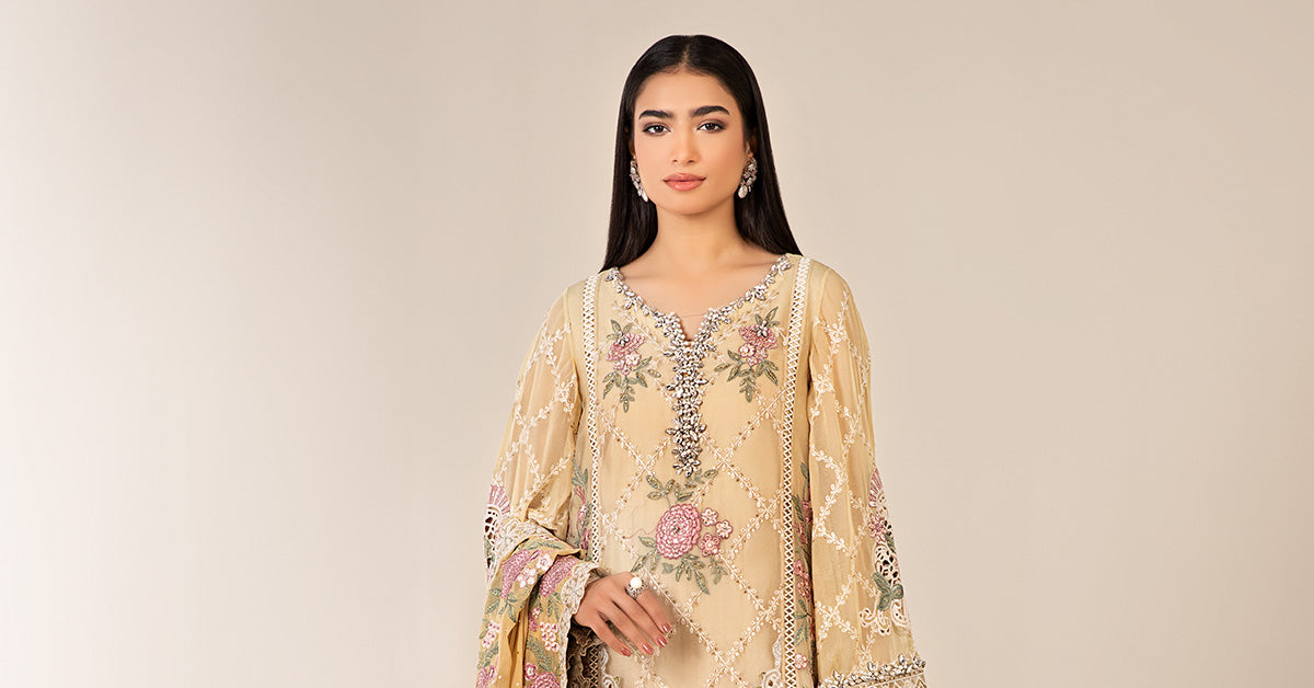3 Piece Embroidered Chiffon Suit
