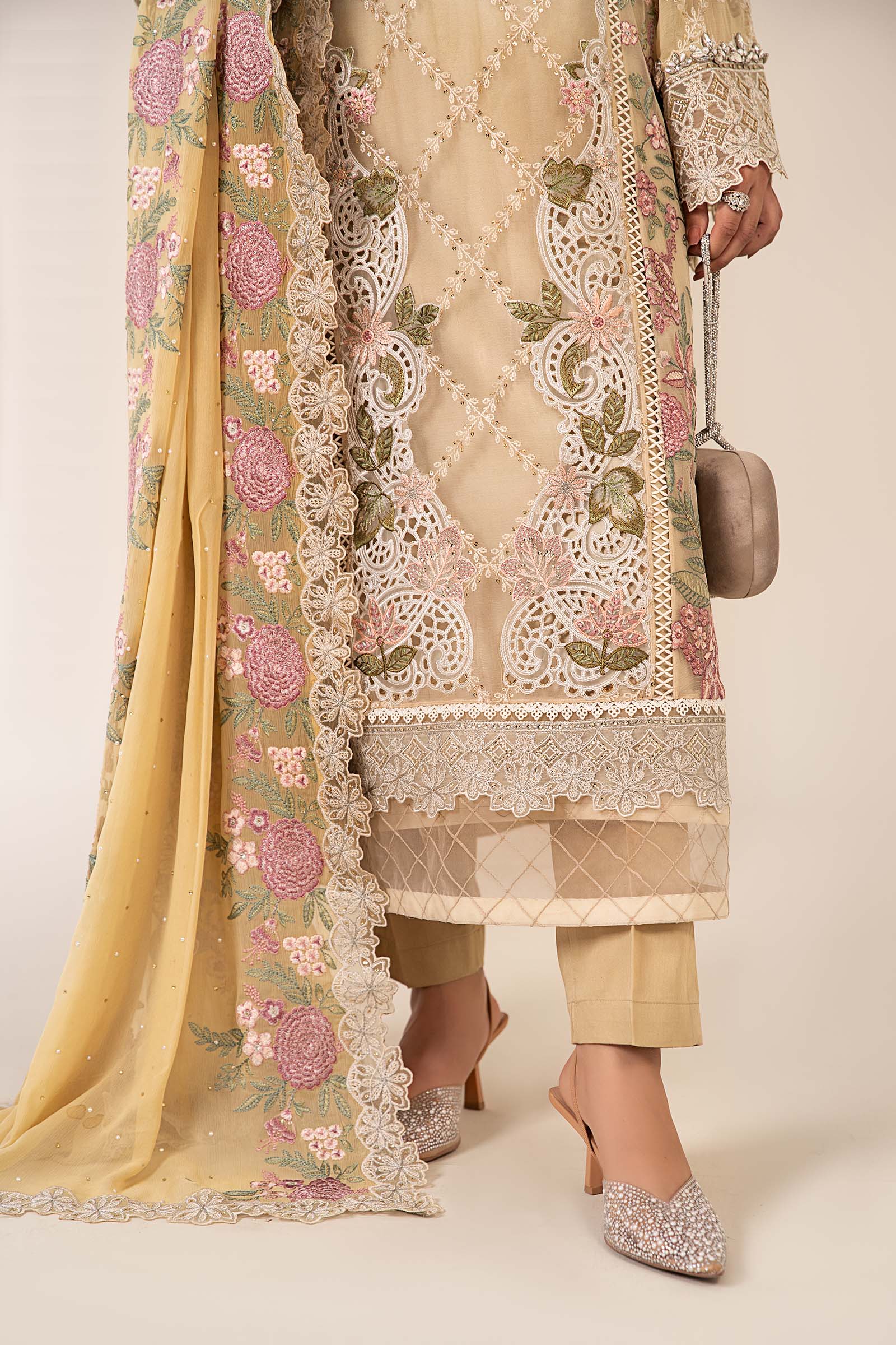 3 Piece Embroidered Chiffon Suit
