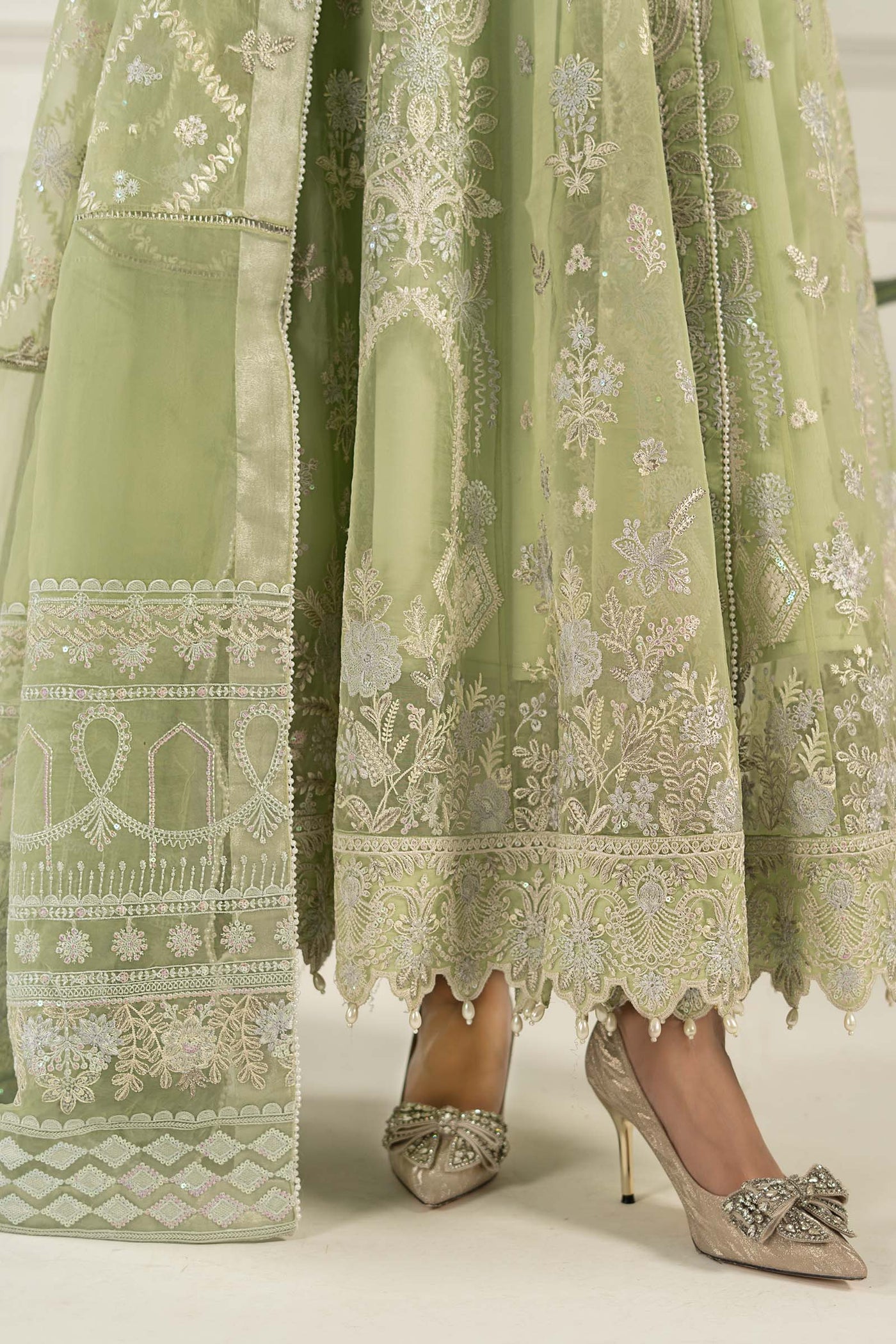 3 Piece Embroidered Organza Suit