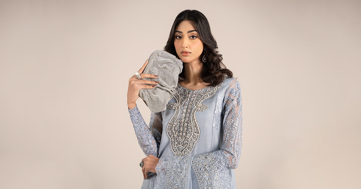 3 Piece Embroidered Organza Suit