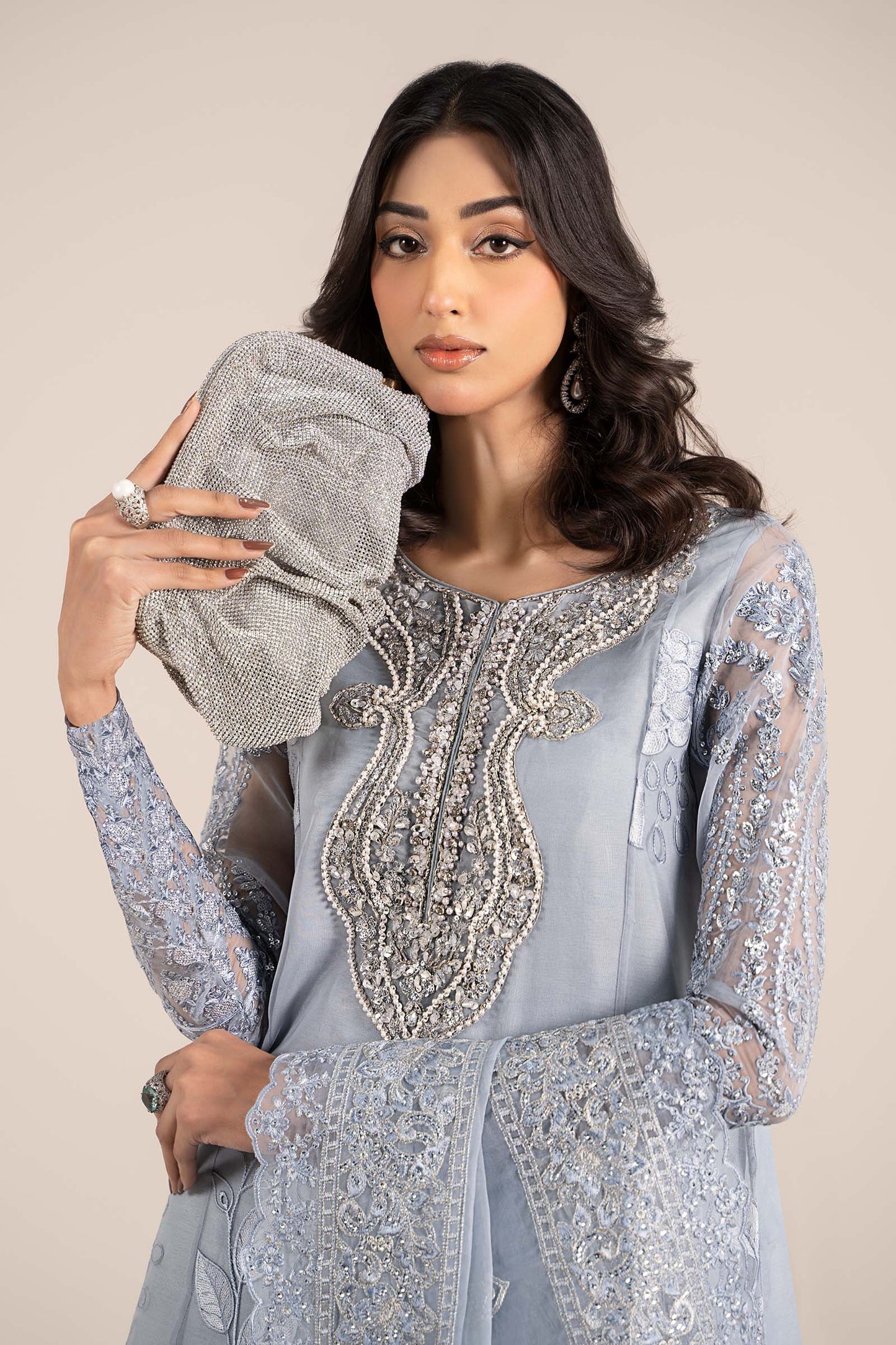 3 Piece Embroidered Organza Suit