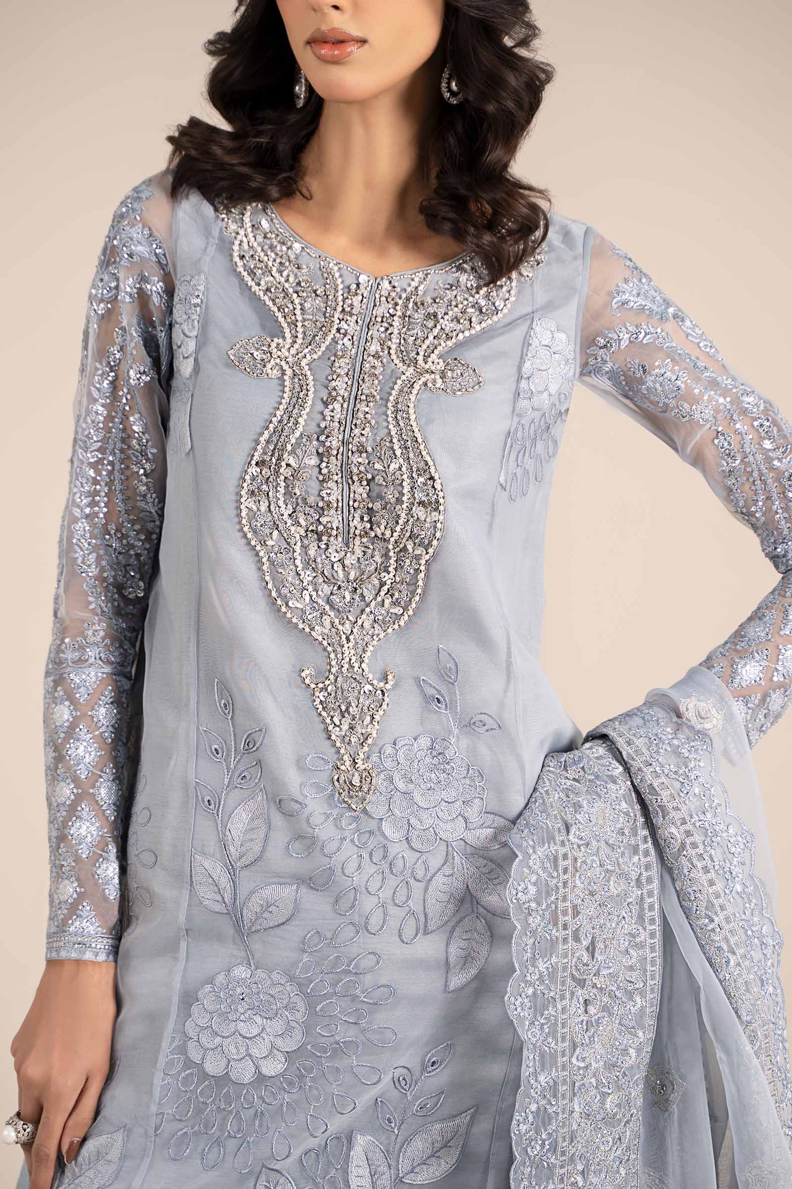 3 Piece Embroidered Organza Suit
