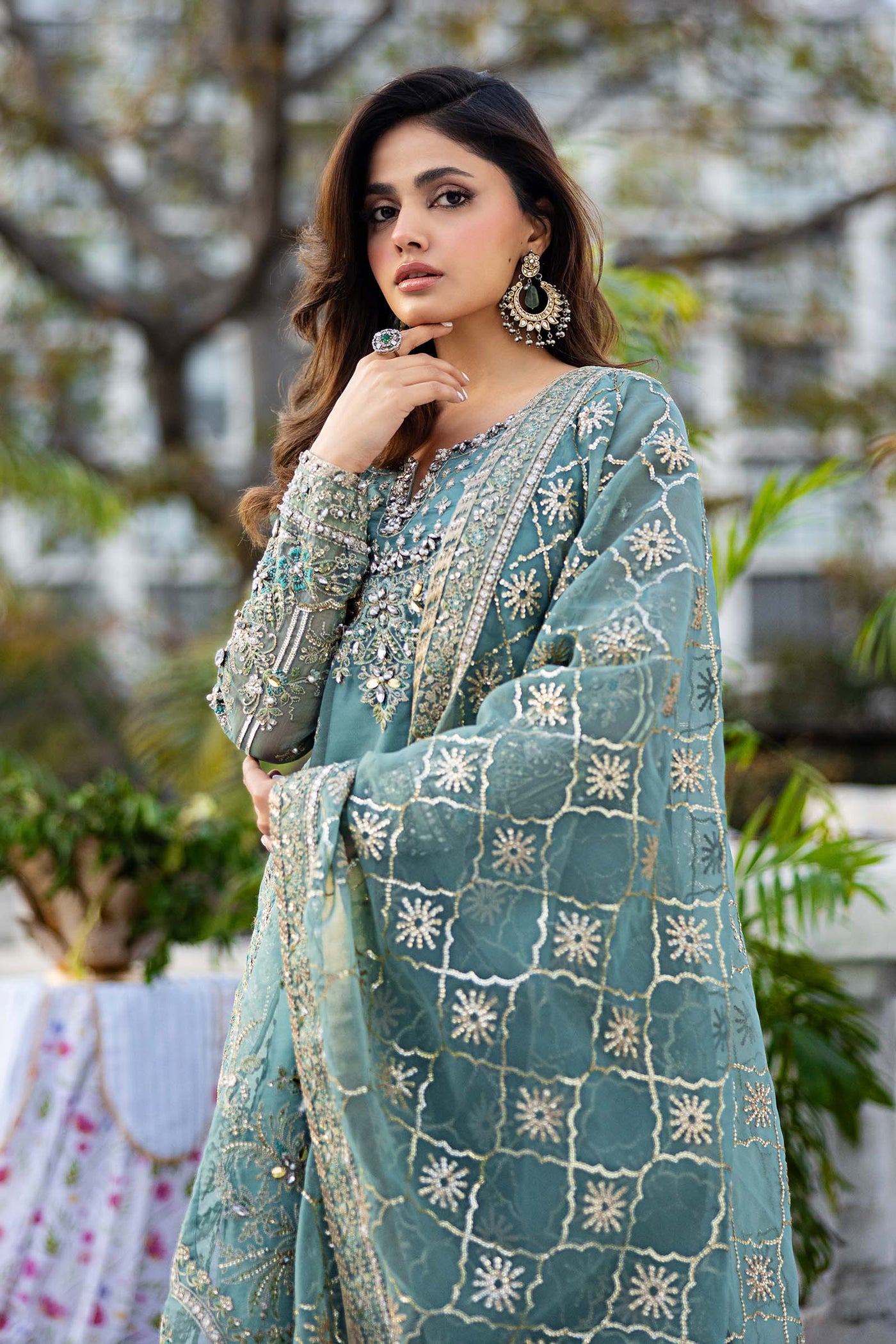 3 Piece Embroidered Organza Suit | SF-EF25-53