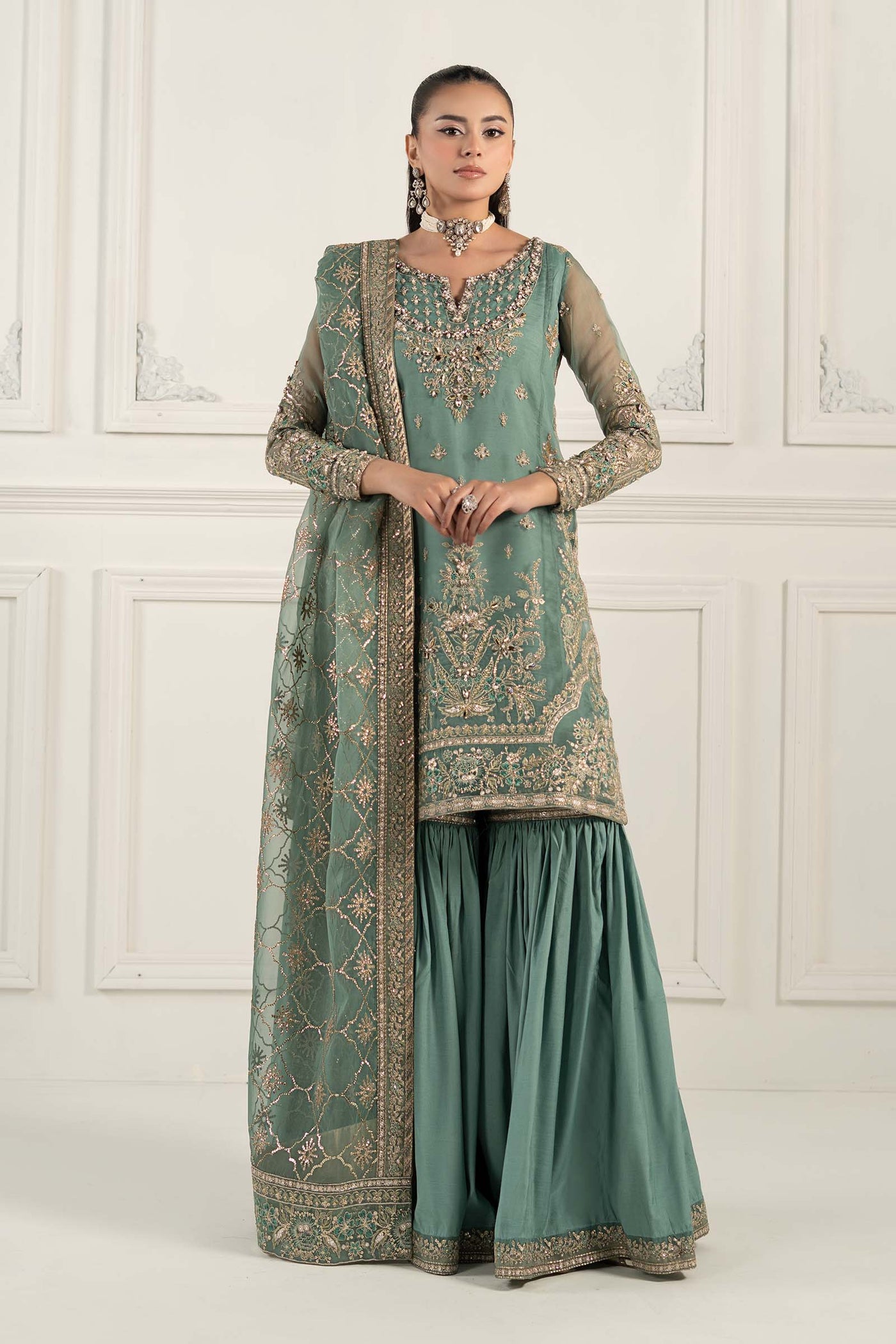 3 Piece Embroidered Organza Suit | SF-EF25-53