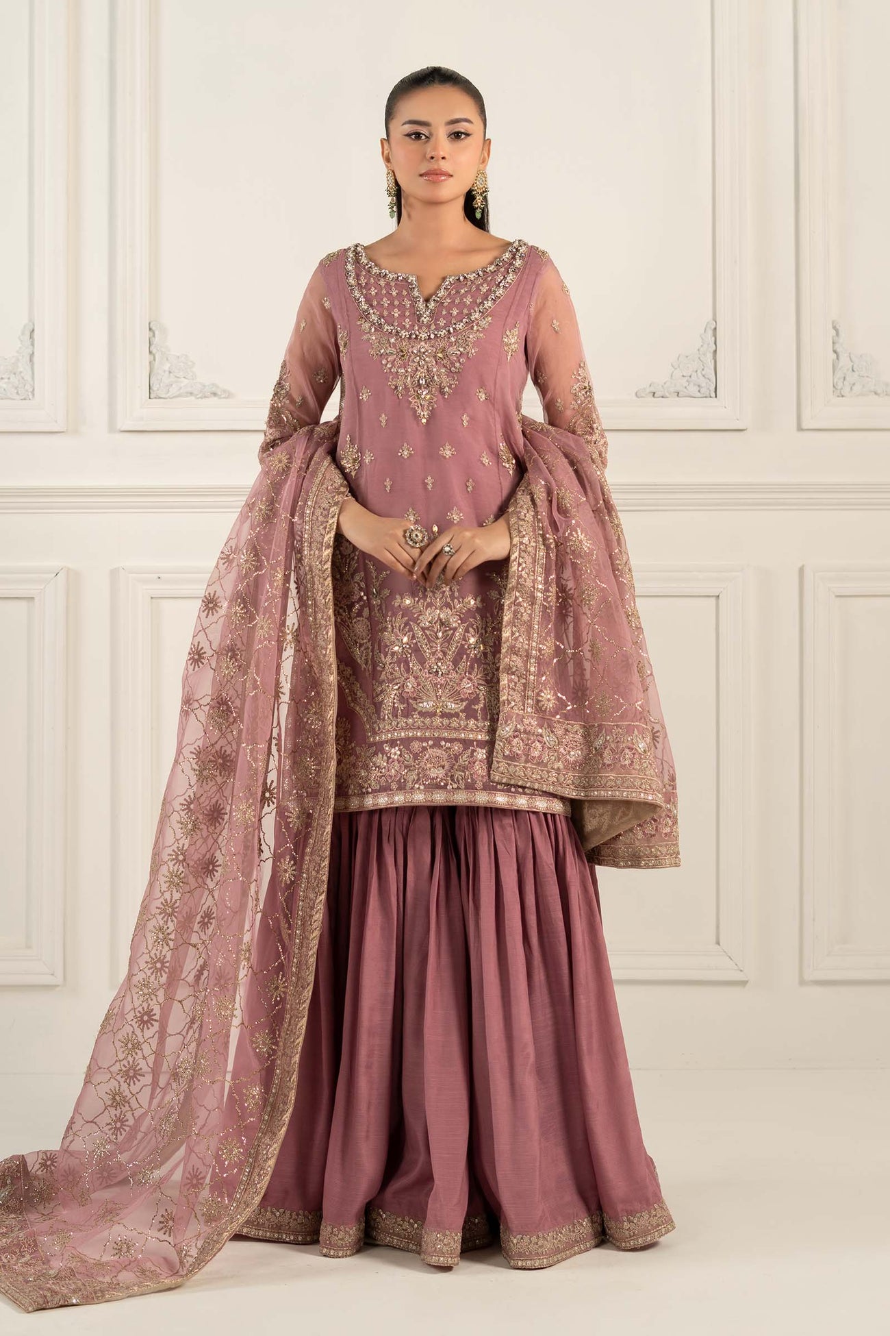 3 Piece Embroidered Organza Suit