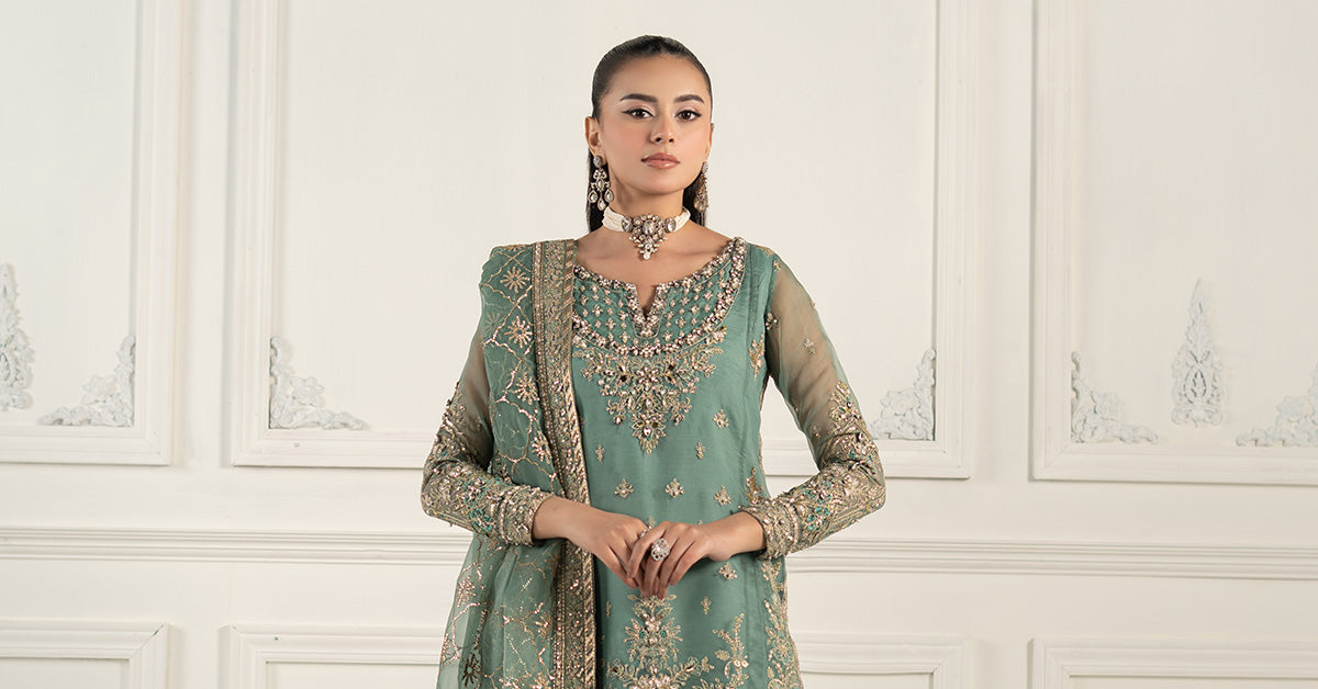 3 Piece Embroidered Organza Suit | SF-EF25-53
