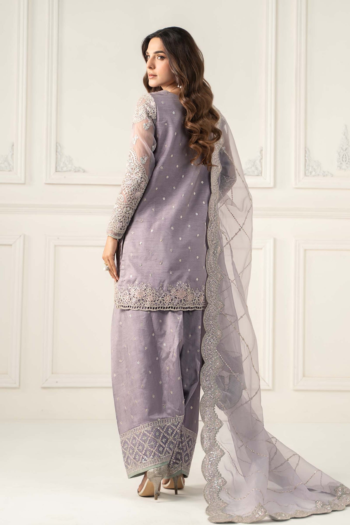 3 Piece Embroidered Raw Silk Suit