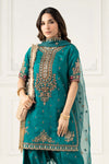 3 Piece Embroidered Raw Silk Suit