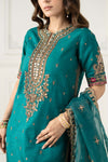 3 Piece Embroidered Raw Silk Suit