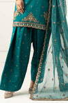 3 Piece Embroidered Raw Silk Suit