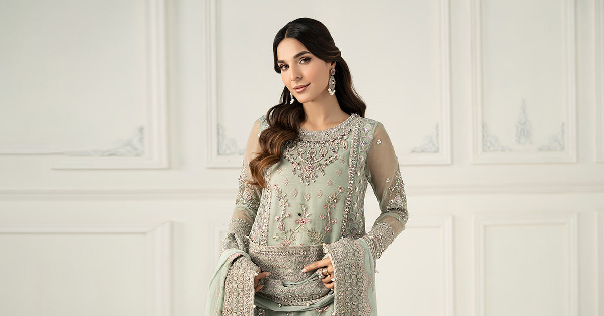 3 Piece Embroidered Raw Silk Suit