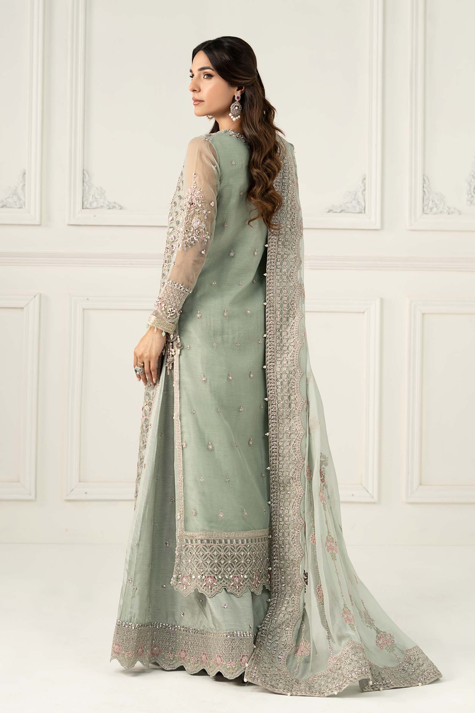 3 Piece Embroidered Raw Silk Suit