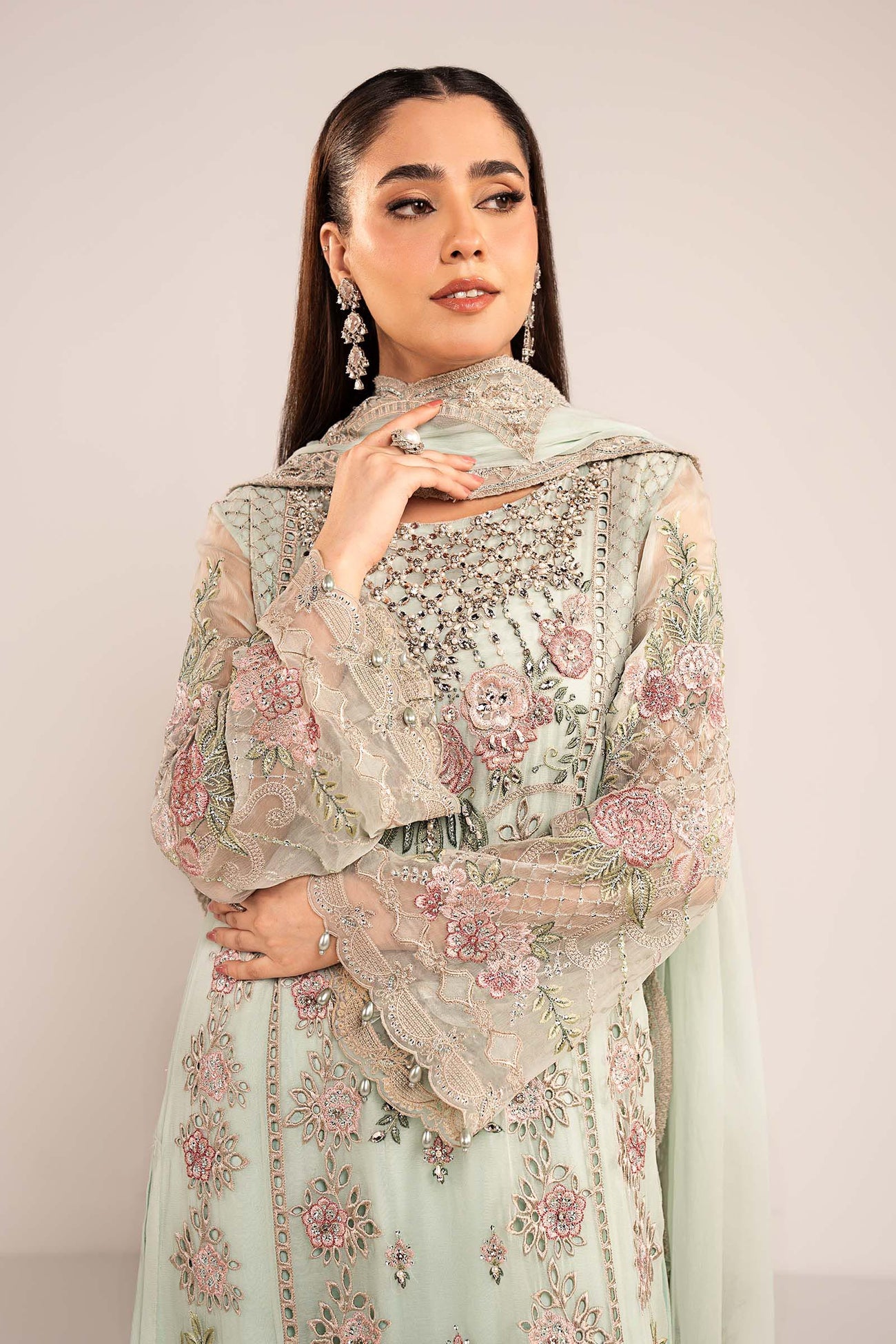 3 Piece Embroidered Chiffon Suit