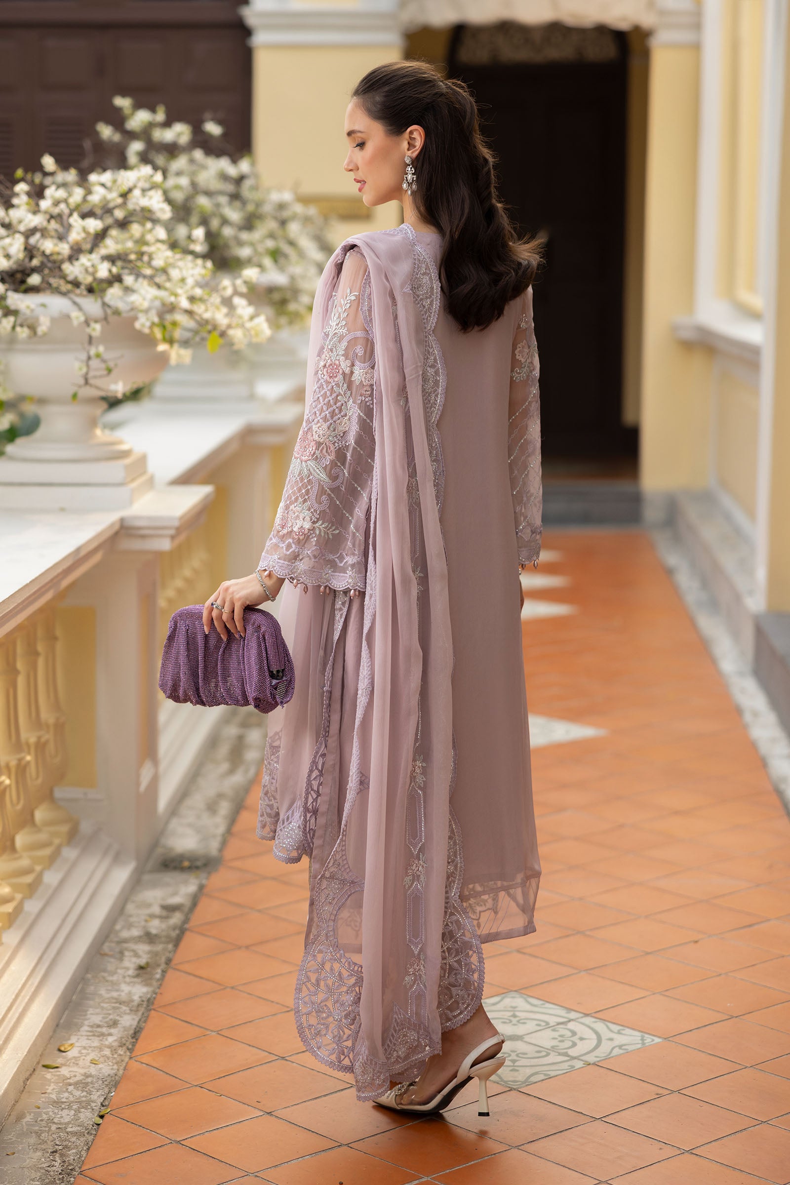 3 Piece Embroidered Chiffon Suit