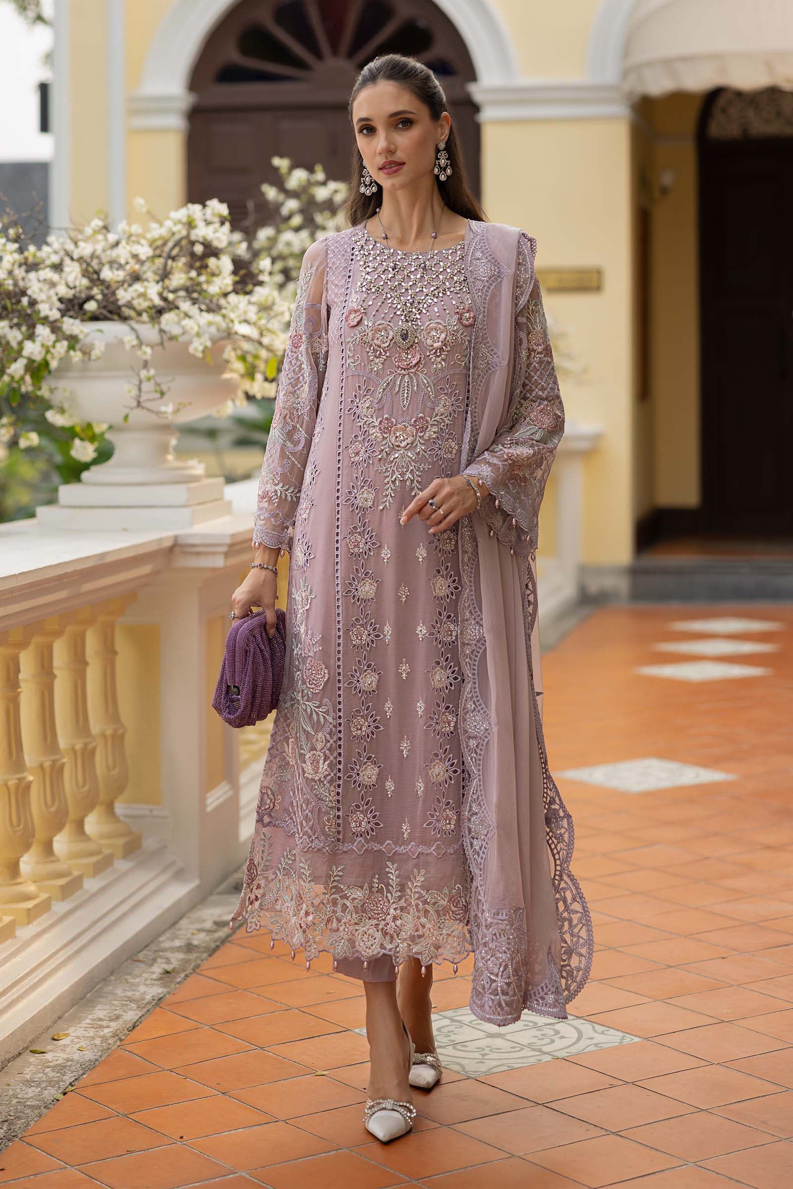 3 Piece Embroidered Chiffon Suit