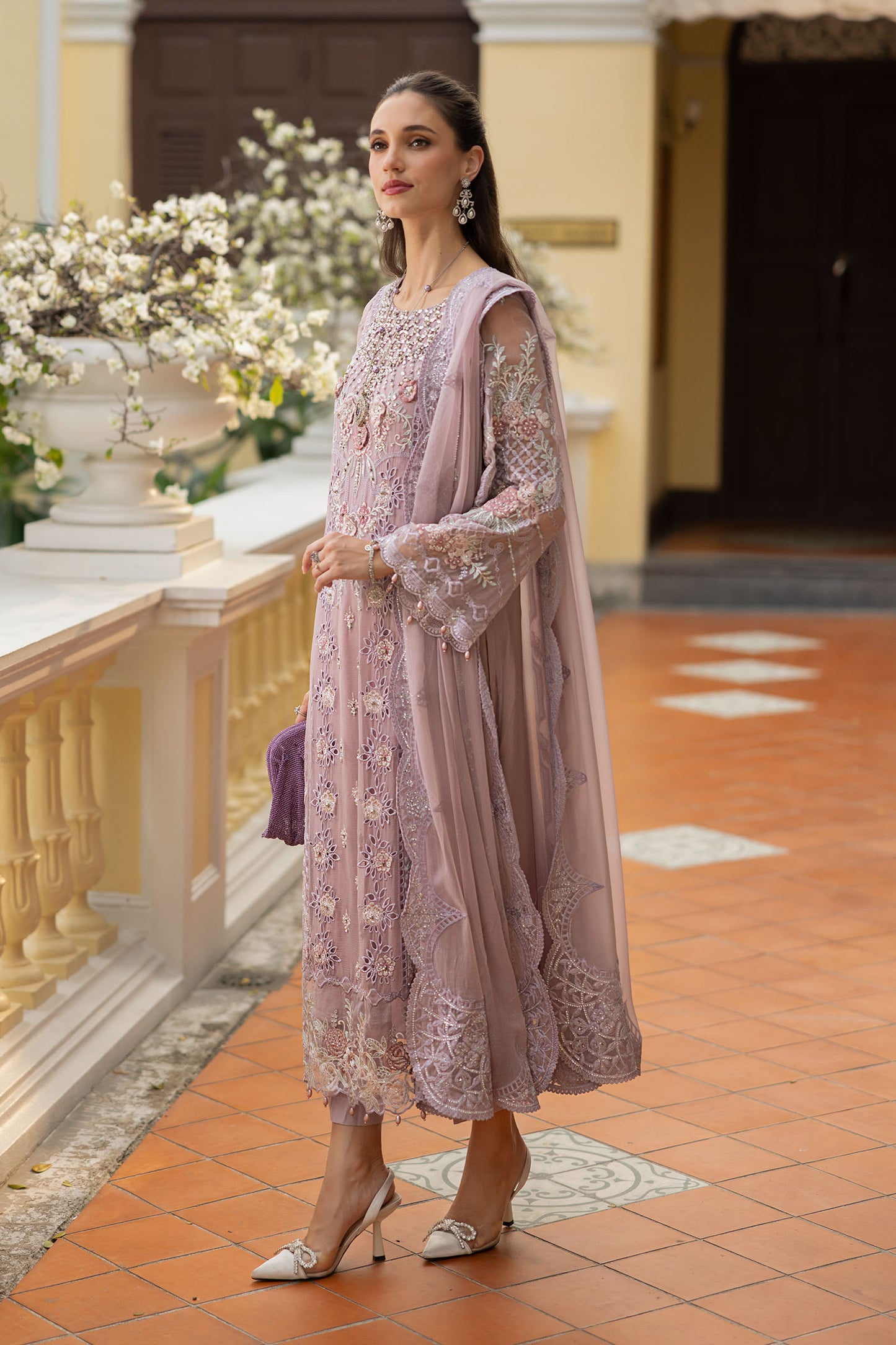 3 Piece Embroidered Chiffon Suit
