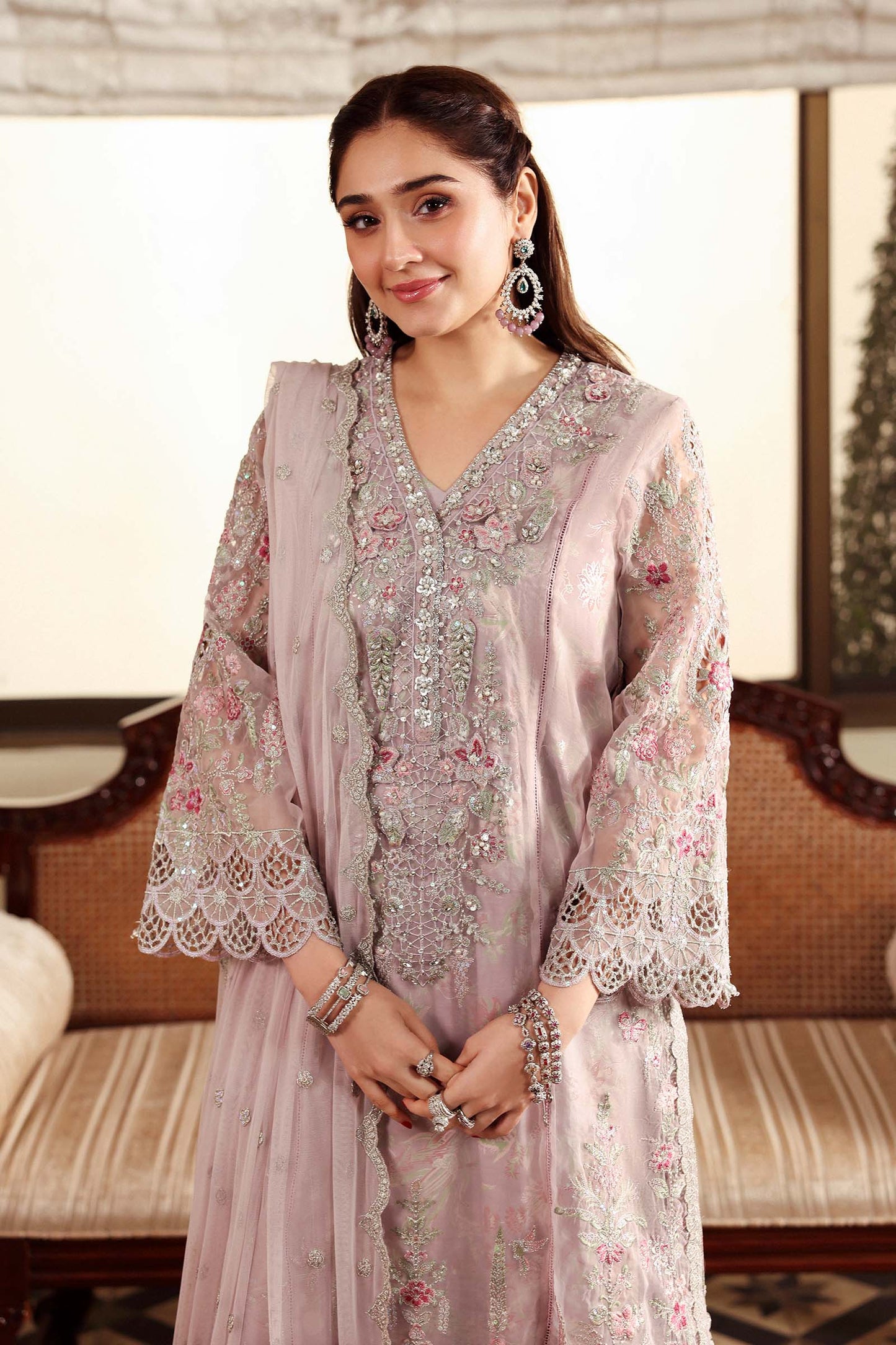 3 Piece Embroidered Organza Suit