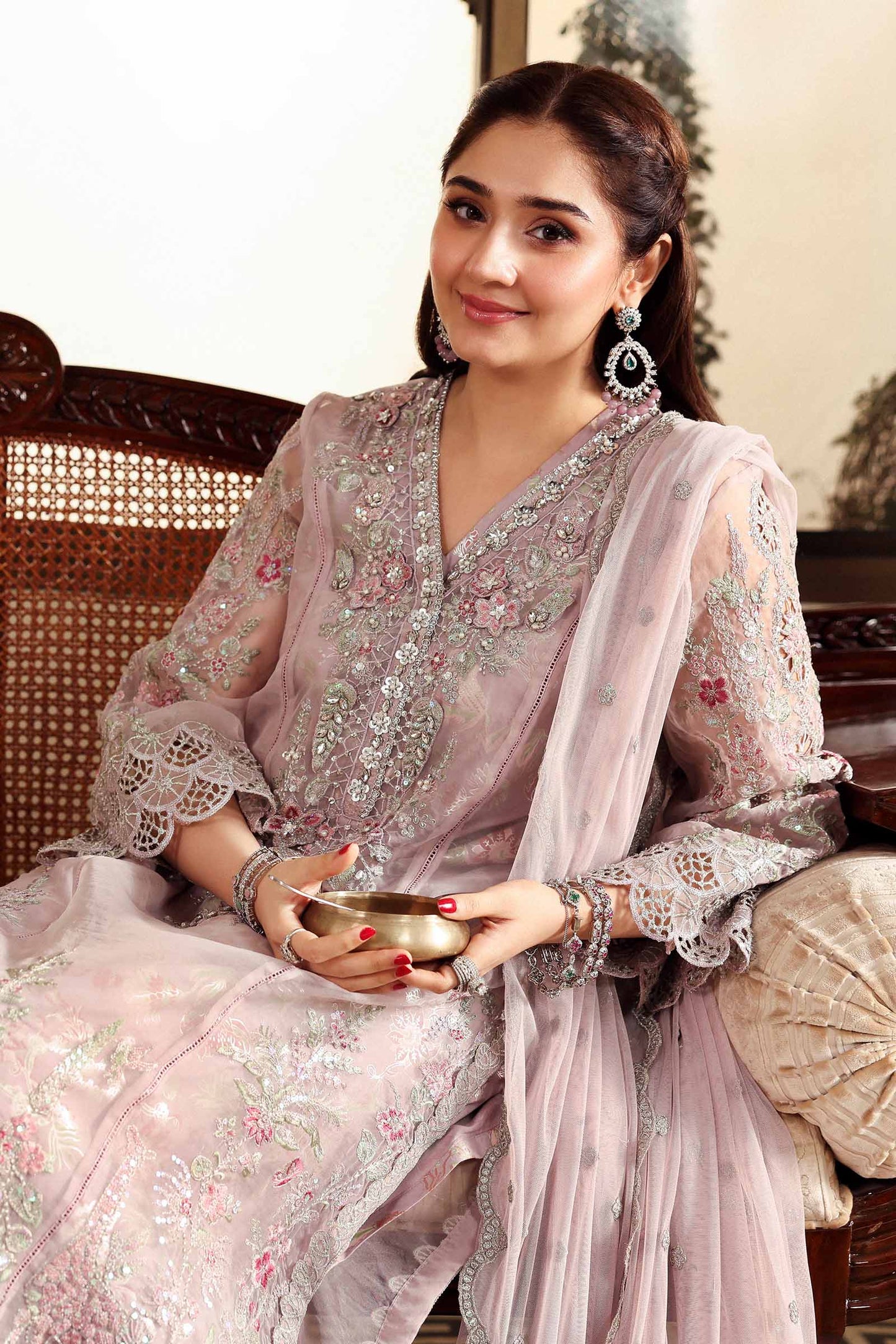 3 Piece Embroidered Organza Suit