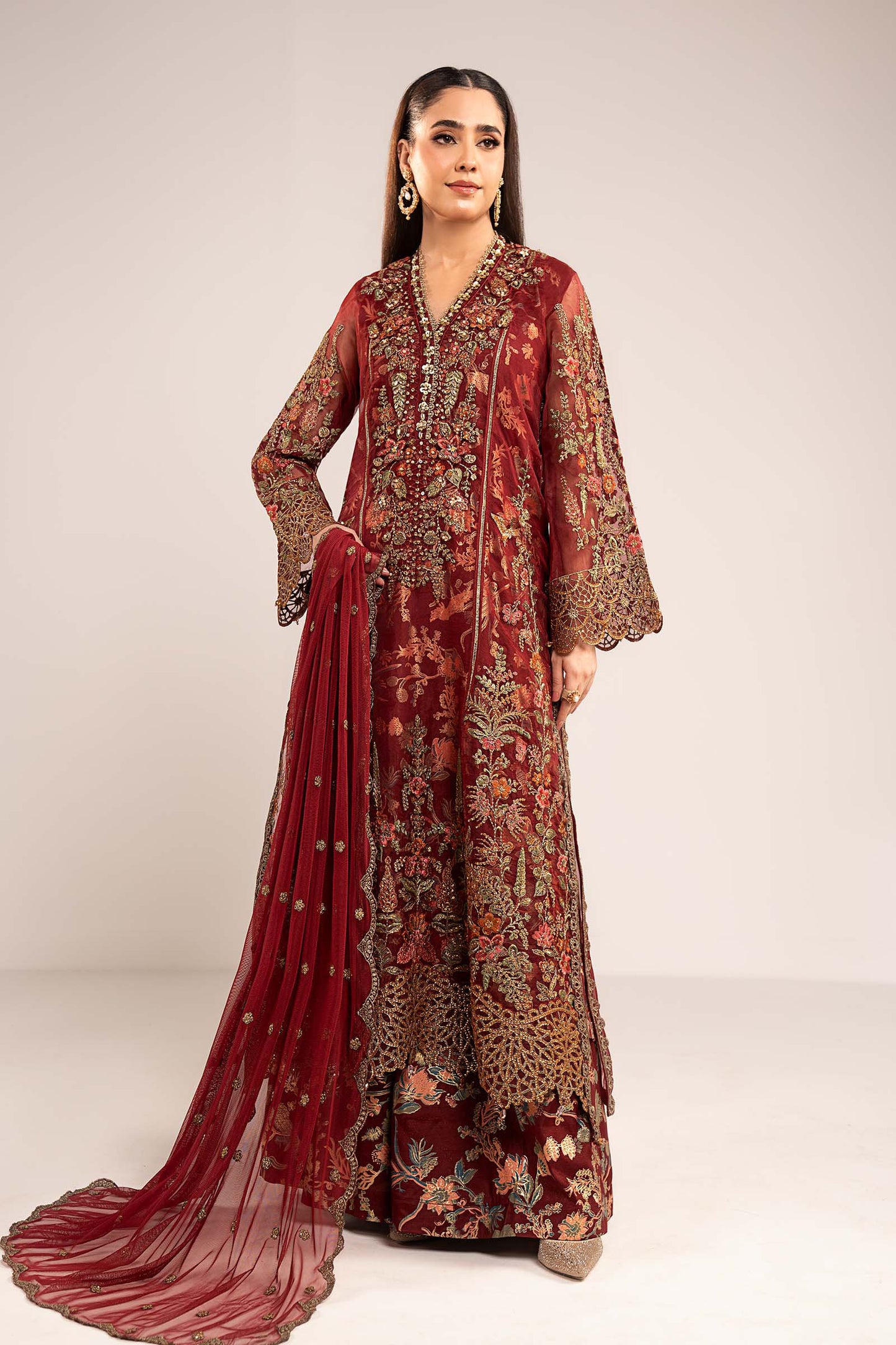 3 Piece Embroidered Organza Suit