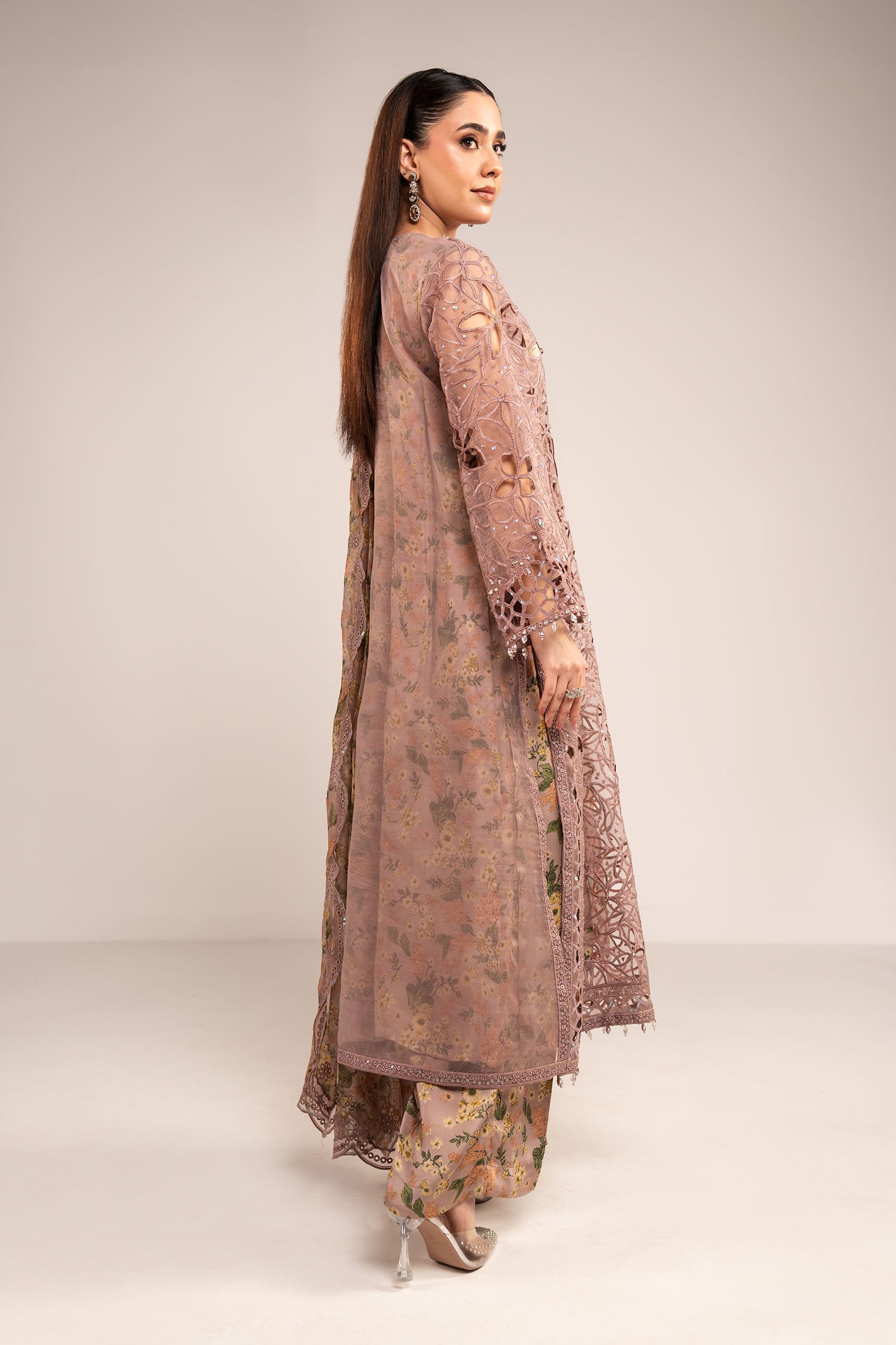 3 Piece Embroidered Organza Suit