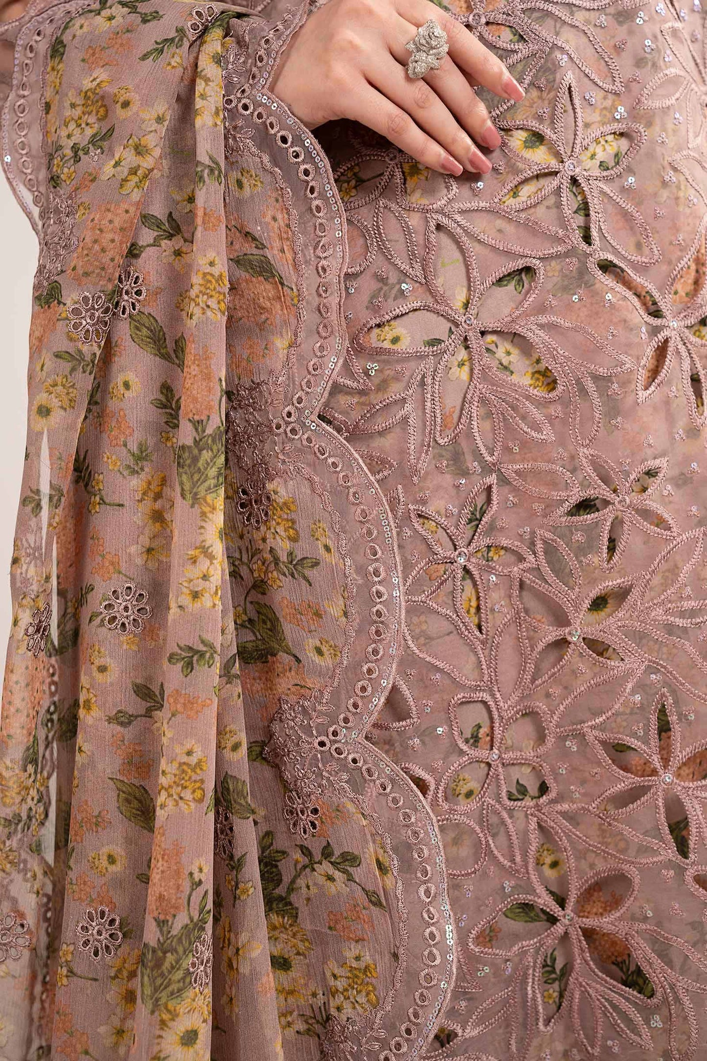 3 Piece Embroidered Organza Suit