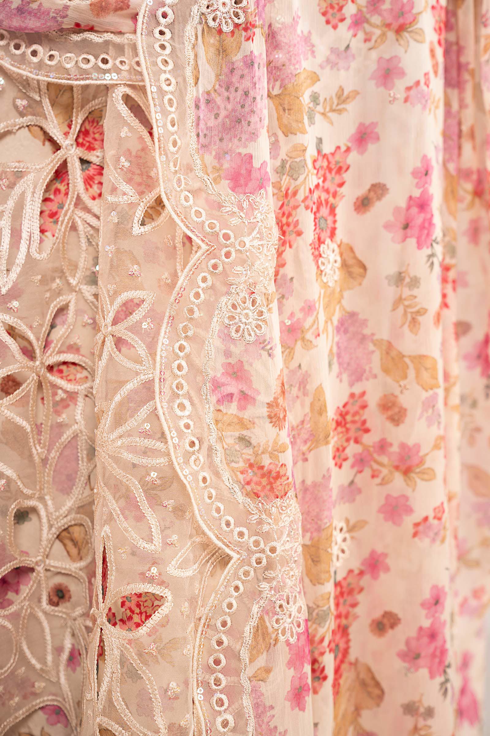 3 Piece Embroidered Organza Suit