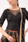 3 Piece Embroidered Raw Silk Suit